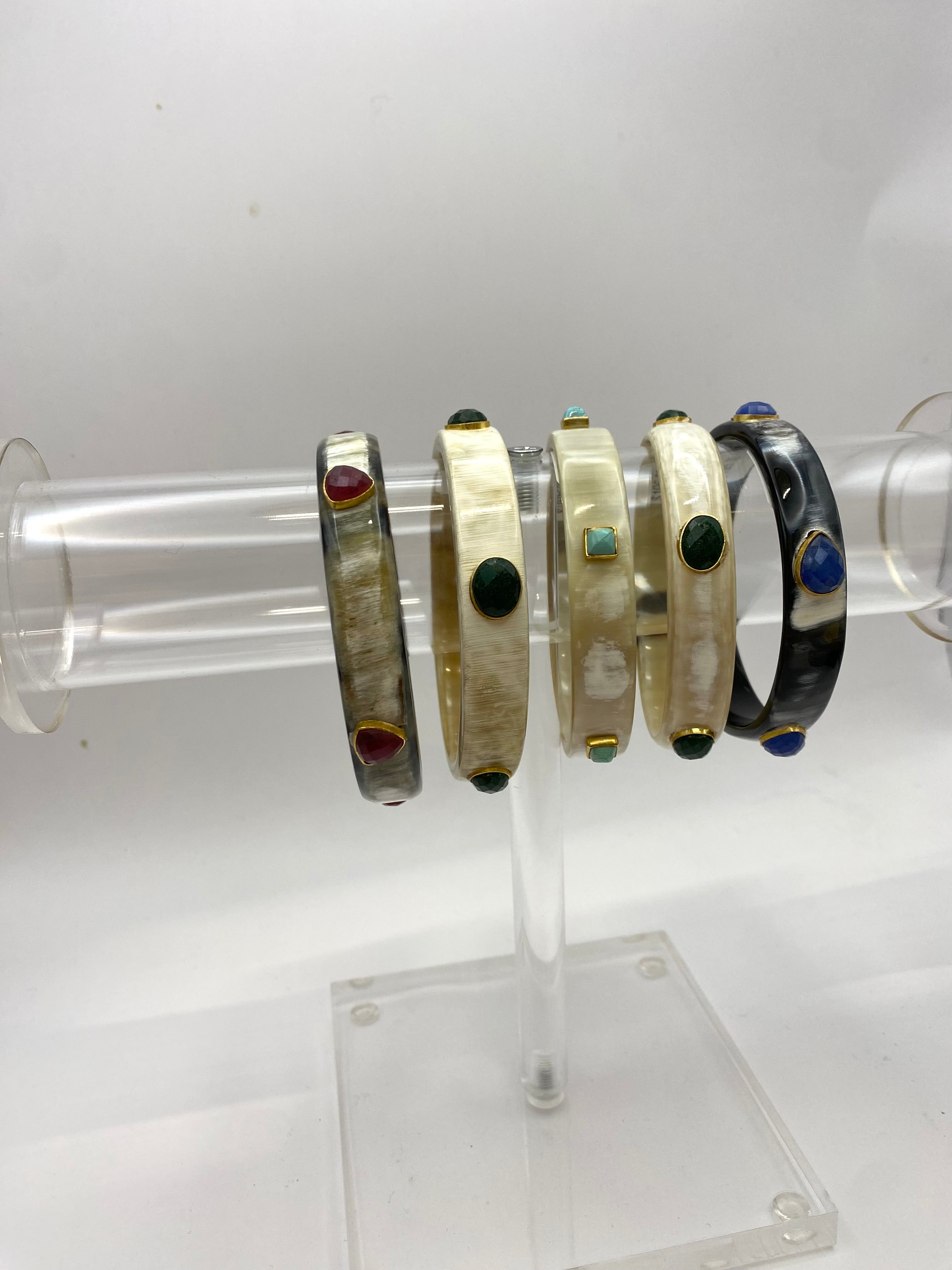 Horn Bangle with Multiple Stones