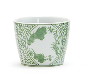 Green Hand-Painted Porcelain Cachepot