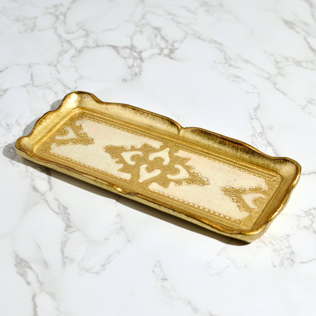 Florentine Carved Gilded Wood Narrow Tray, Made in Italy
