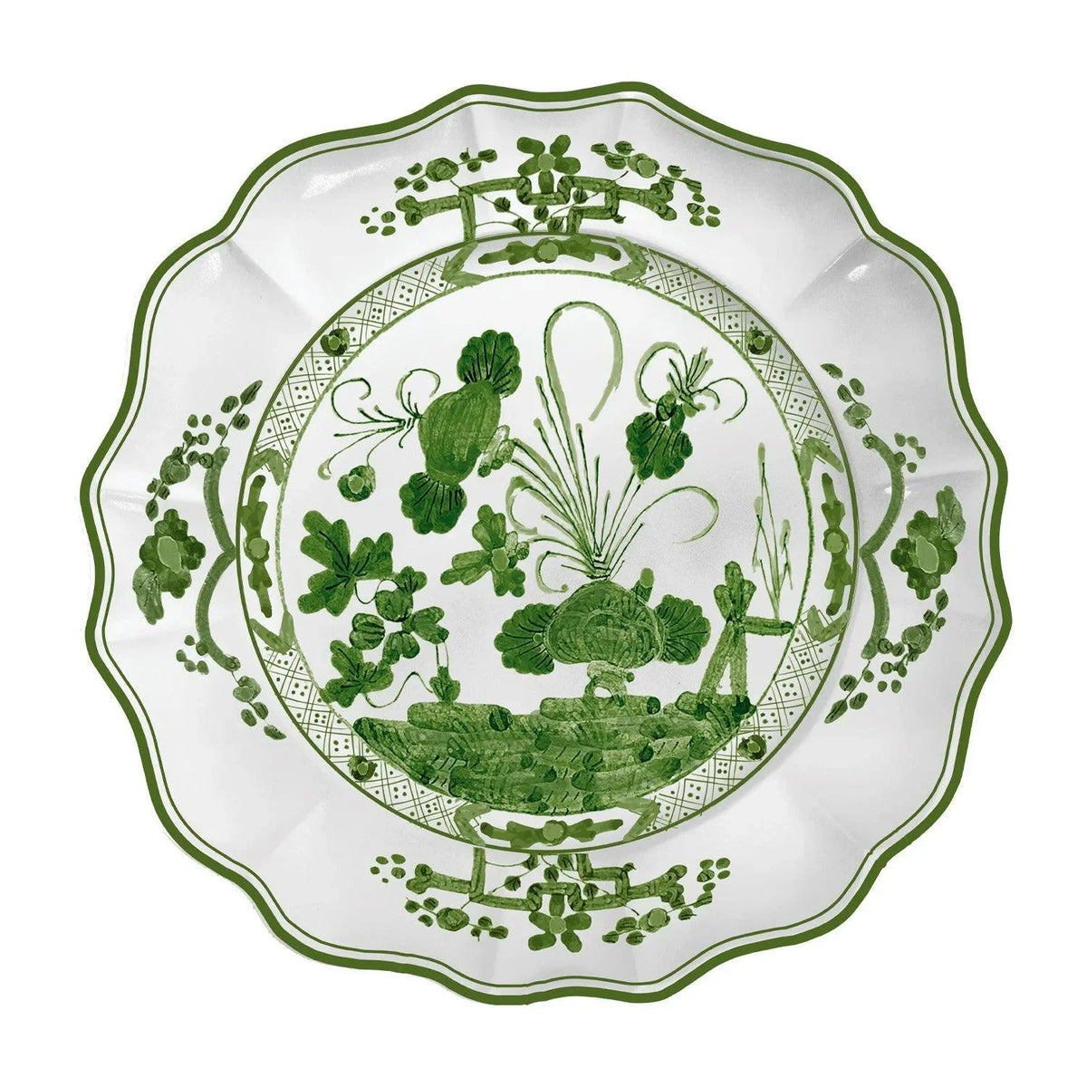 VIDA Faenza Round Platter (Green and White)