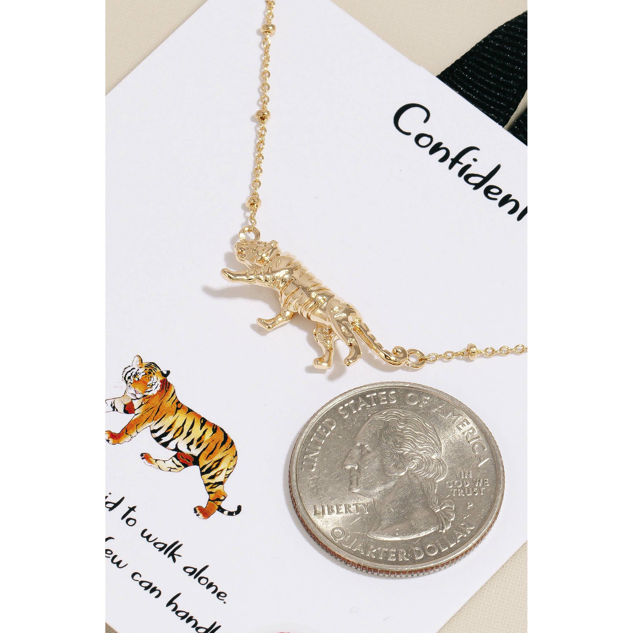 Gold Dipped Tiger Pendant Necklace