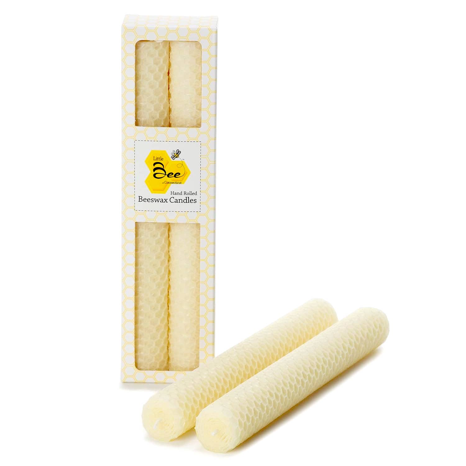 8" Hand-Rolled Beeswax Taper Candles
