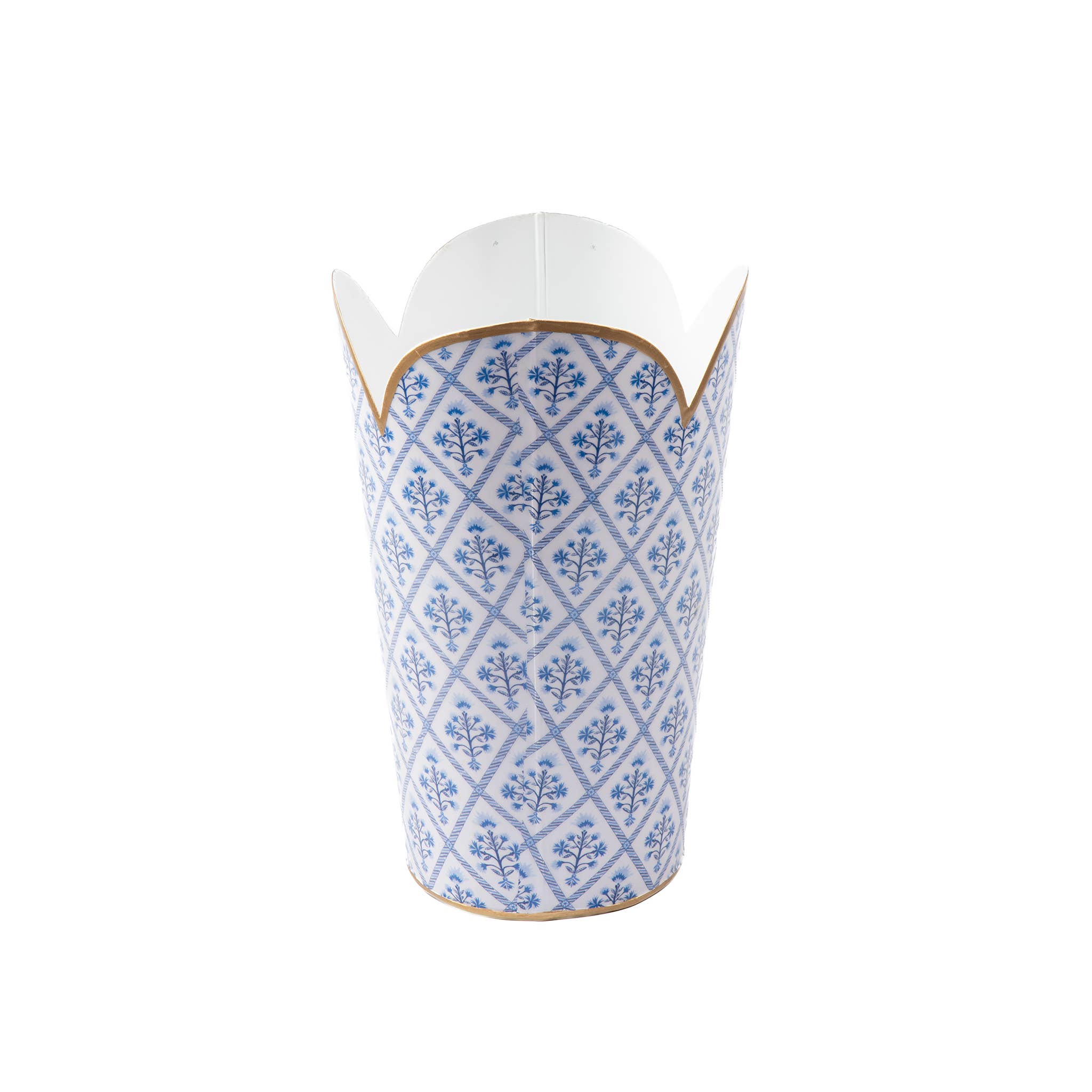 Marigold Lattice Enameled Tulip Wastebasket