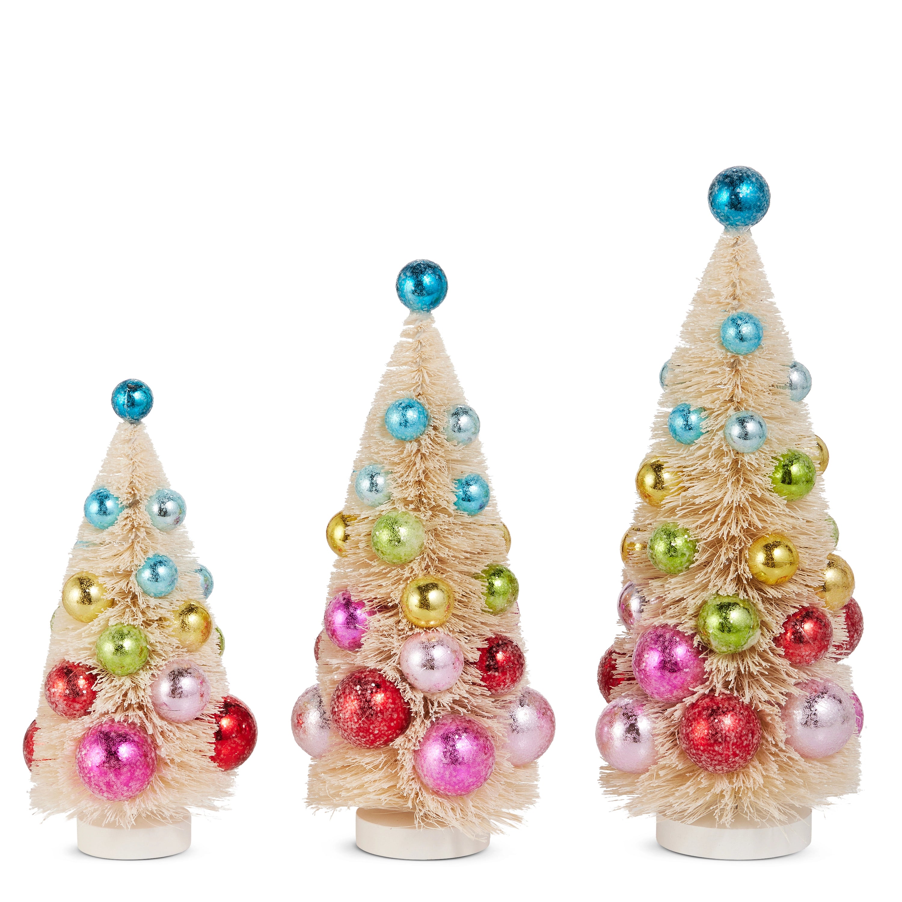 Decorated Bottle Brush Trees w/ Ornaments
