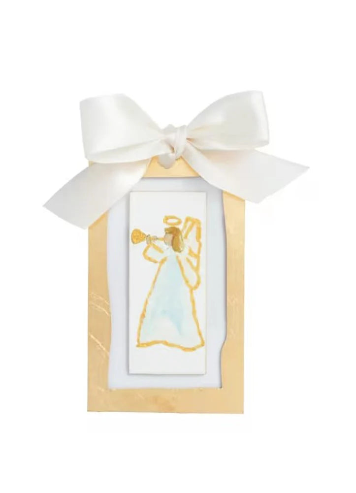 Sideways Angel Gold Ornament