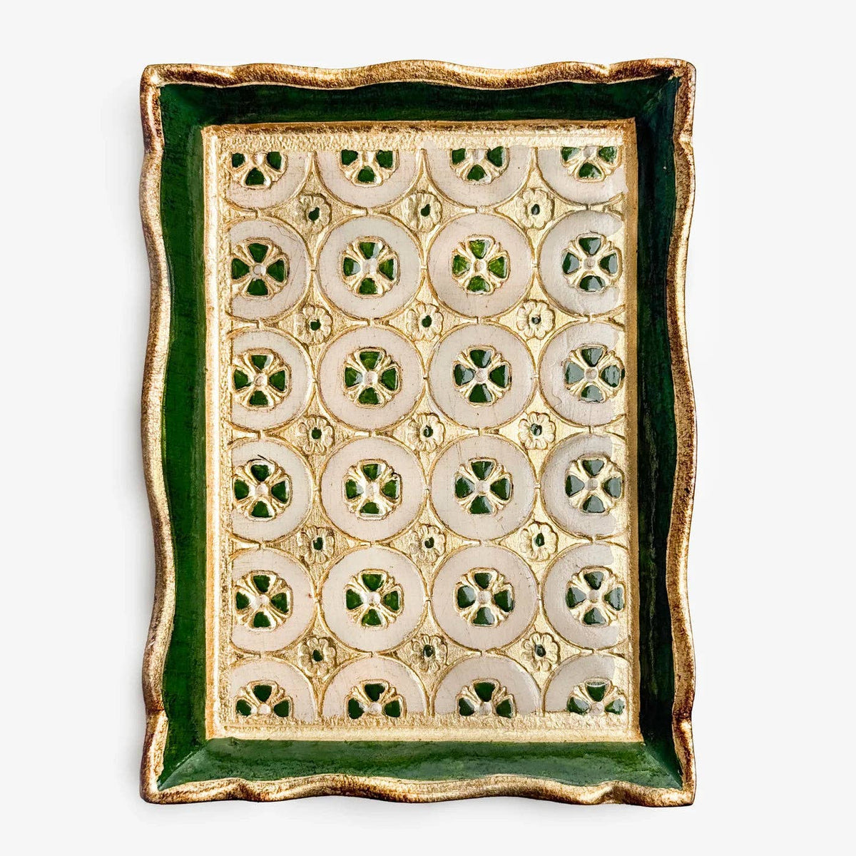 Florentine Carved Wood Rectangle Tessellated Mini Tray