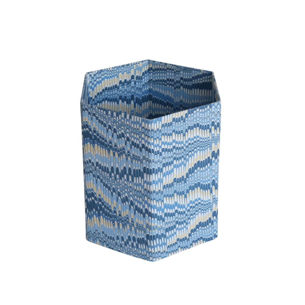 MARBLED HEXAGON COLLAPSIBLE BASKET- INDIGO