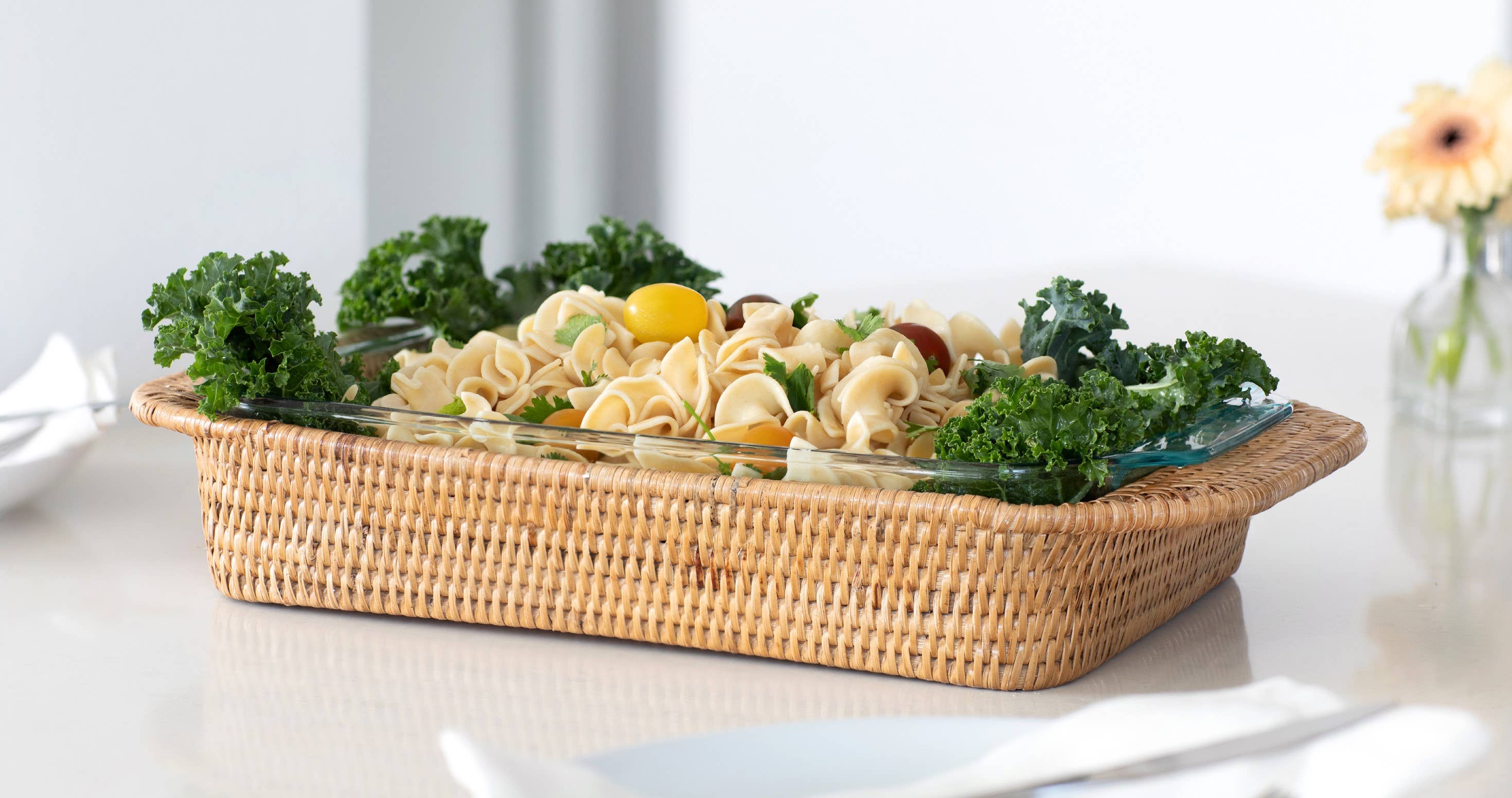 Artifacts Rattan™ Rectangular Baker Basket with Pyrex - 13"