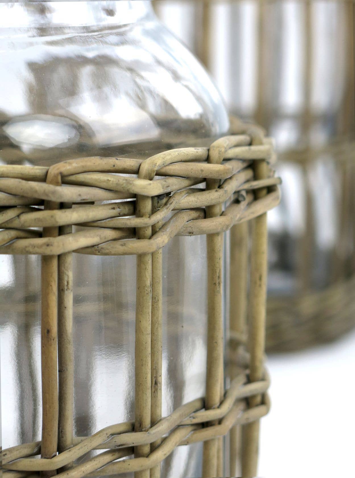Glass and Woven Willow Canister