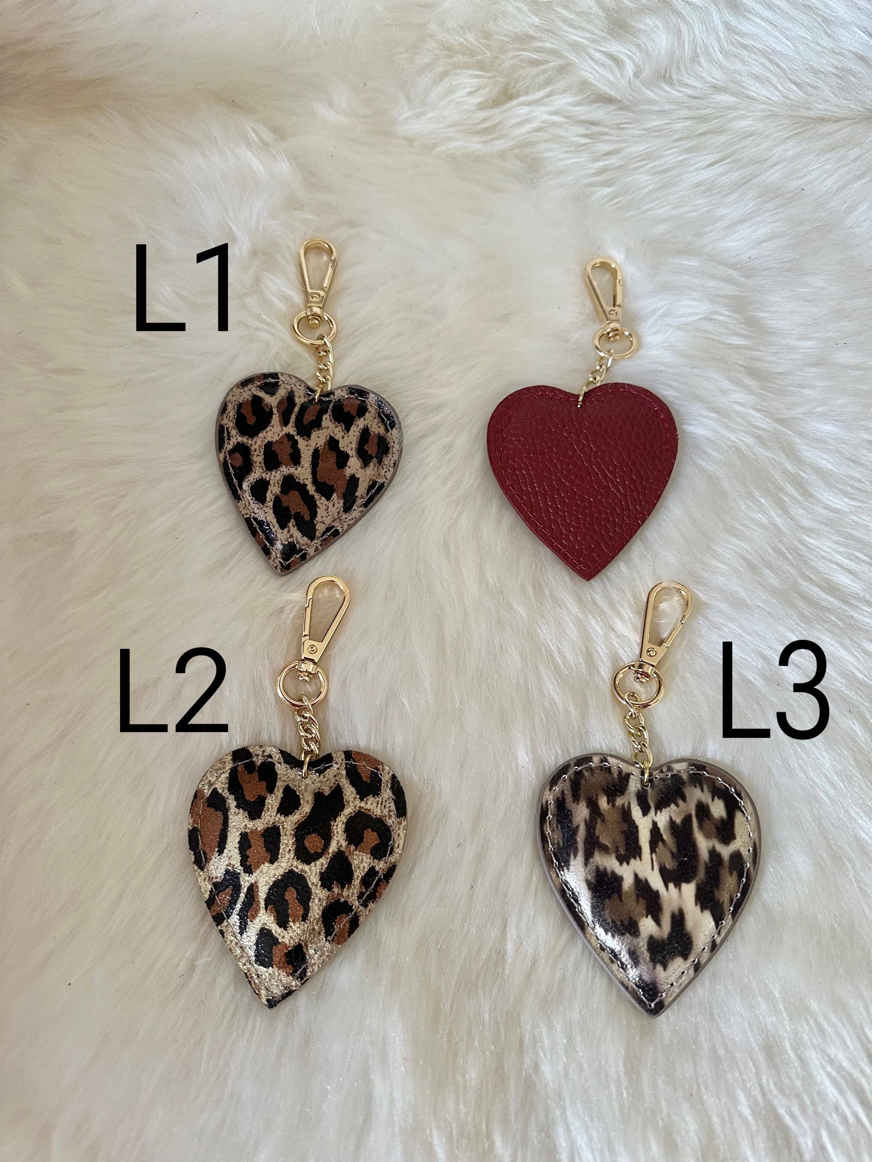 Genuine leather heart keychain