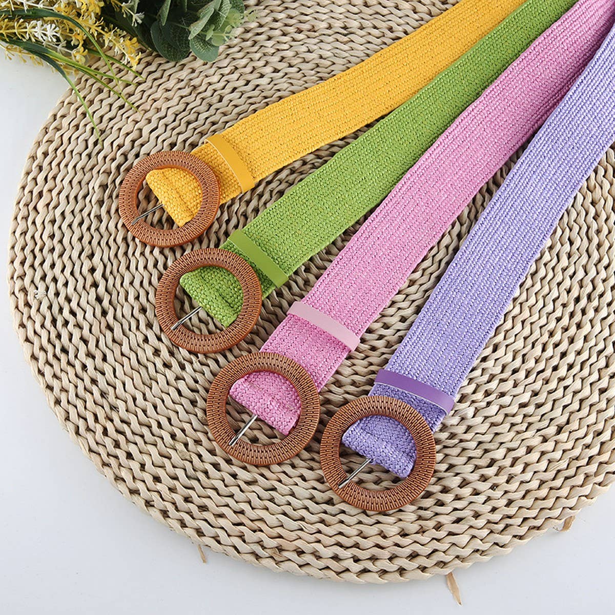 Braided Round Buckle Belt