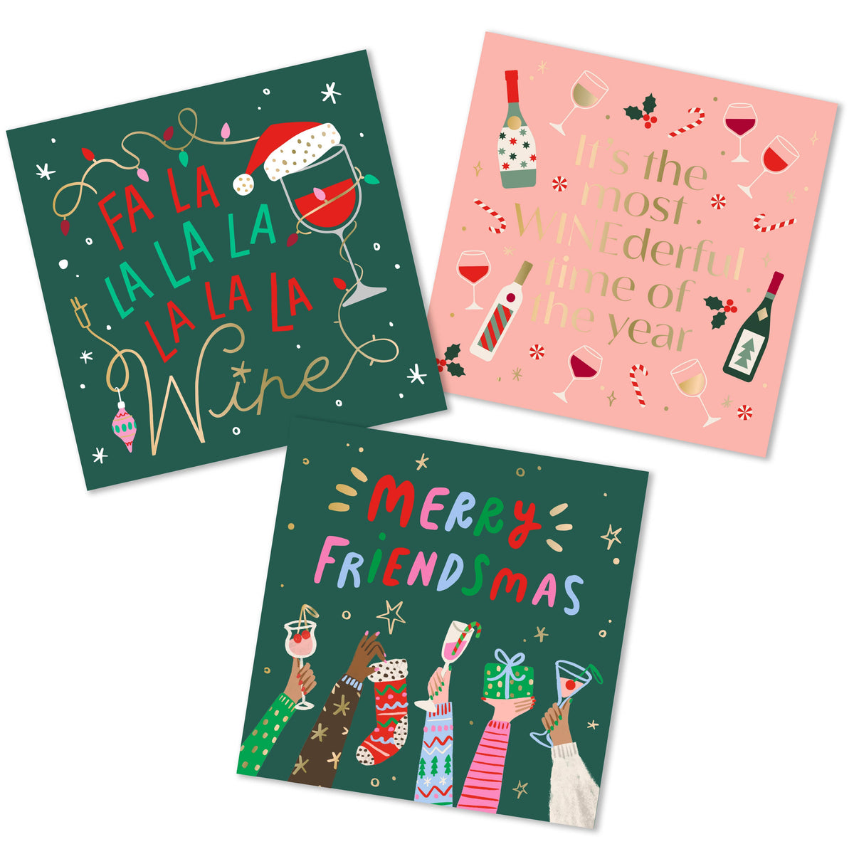 Christmas Cocktail Napkins | Merry Friendsmas -  Foil - 20ct
