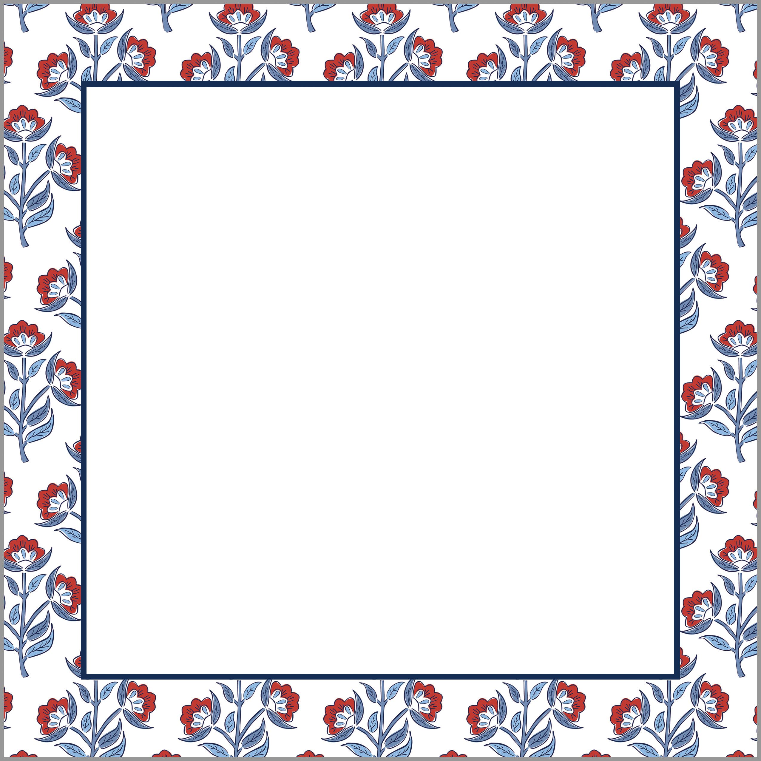 Red Floral Block Print Slab Notepad