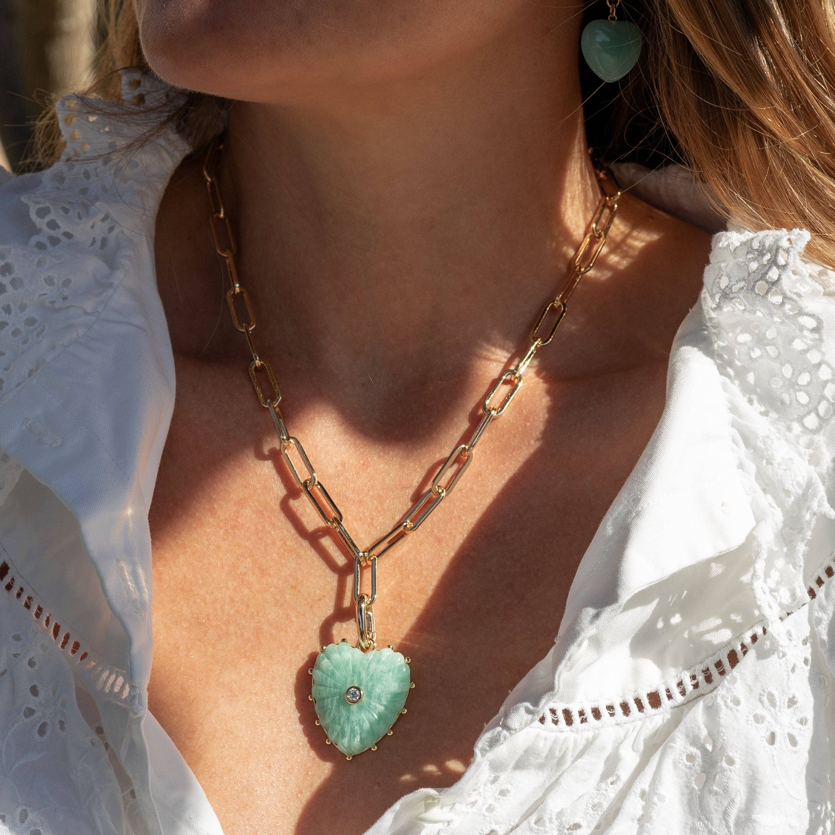 Malene Amazonite Clip Charm Necklace