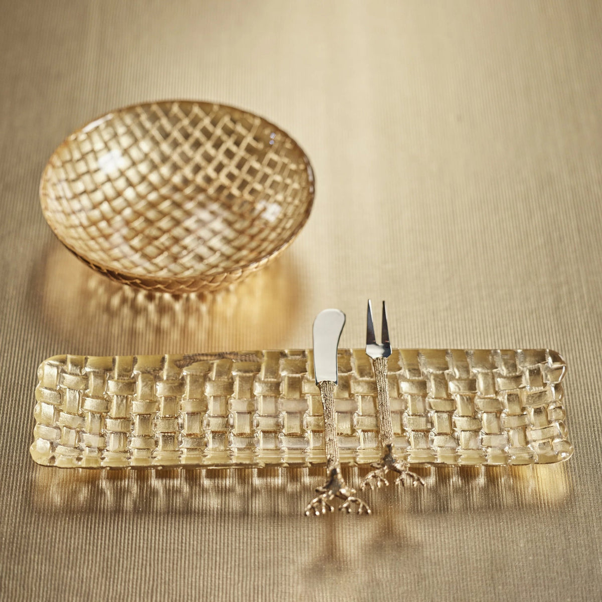 Braided Glass Bowl - Gold