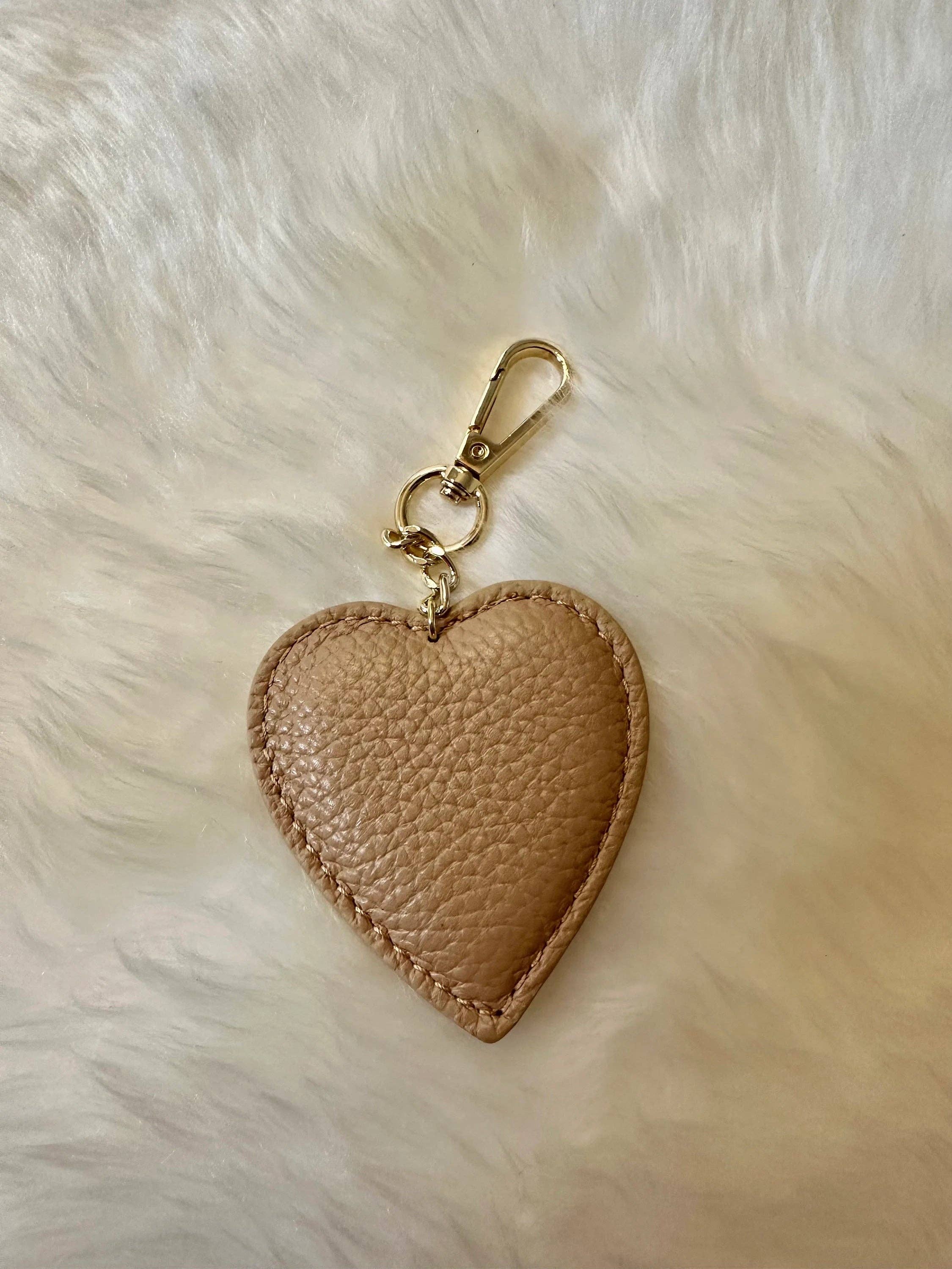 Genuine leather heart keychain