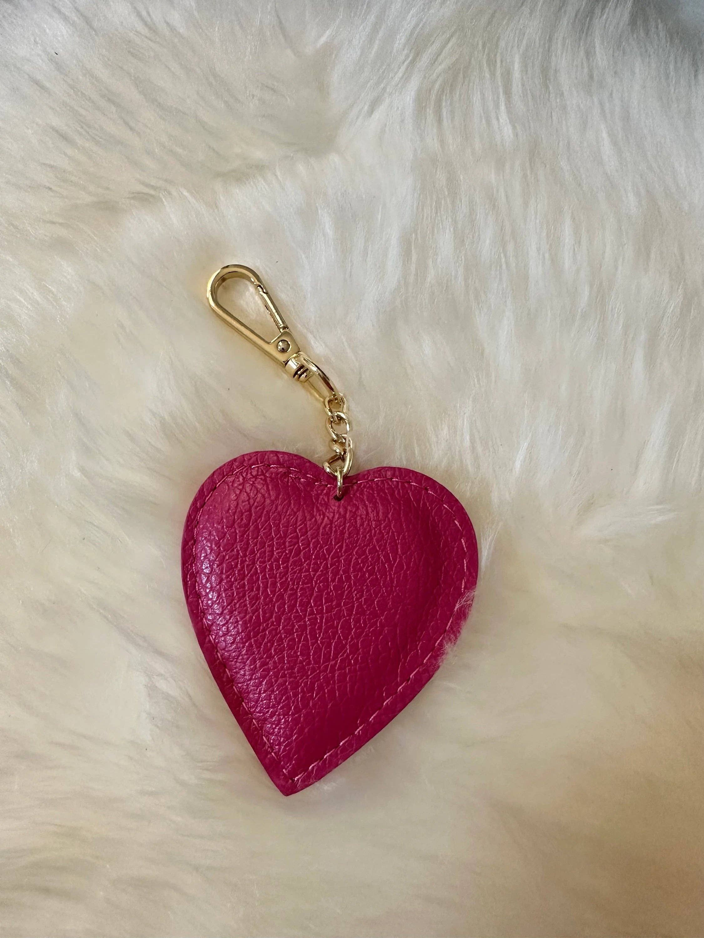 Genuine leather heart keychain