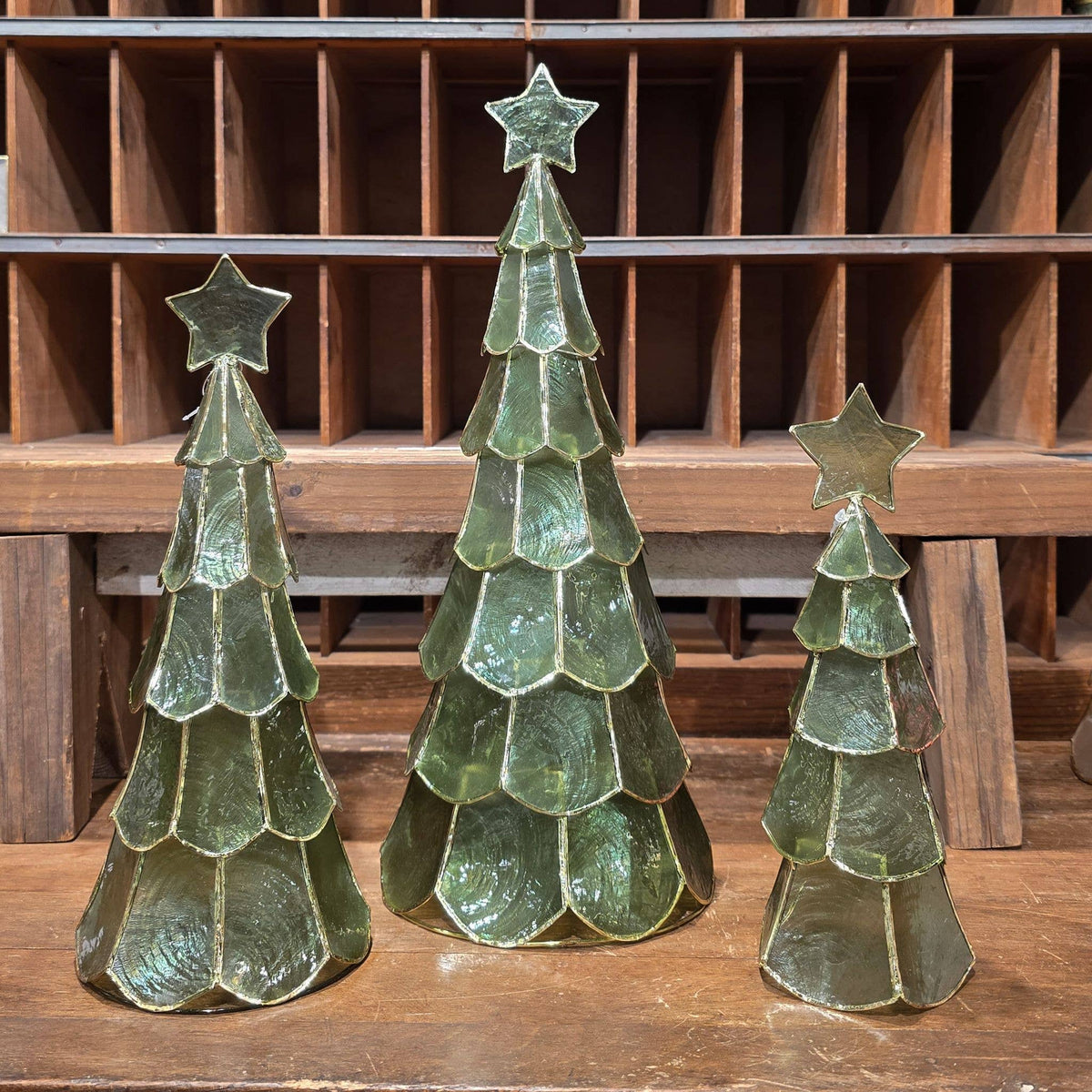 Capiz Layered Tree w/Star (Green)