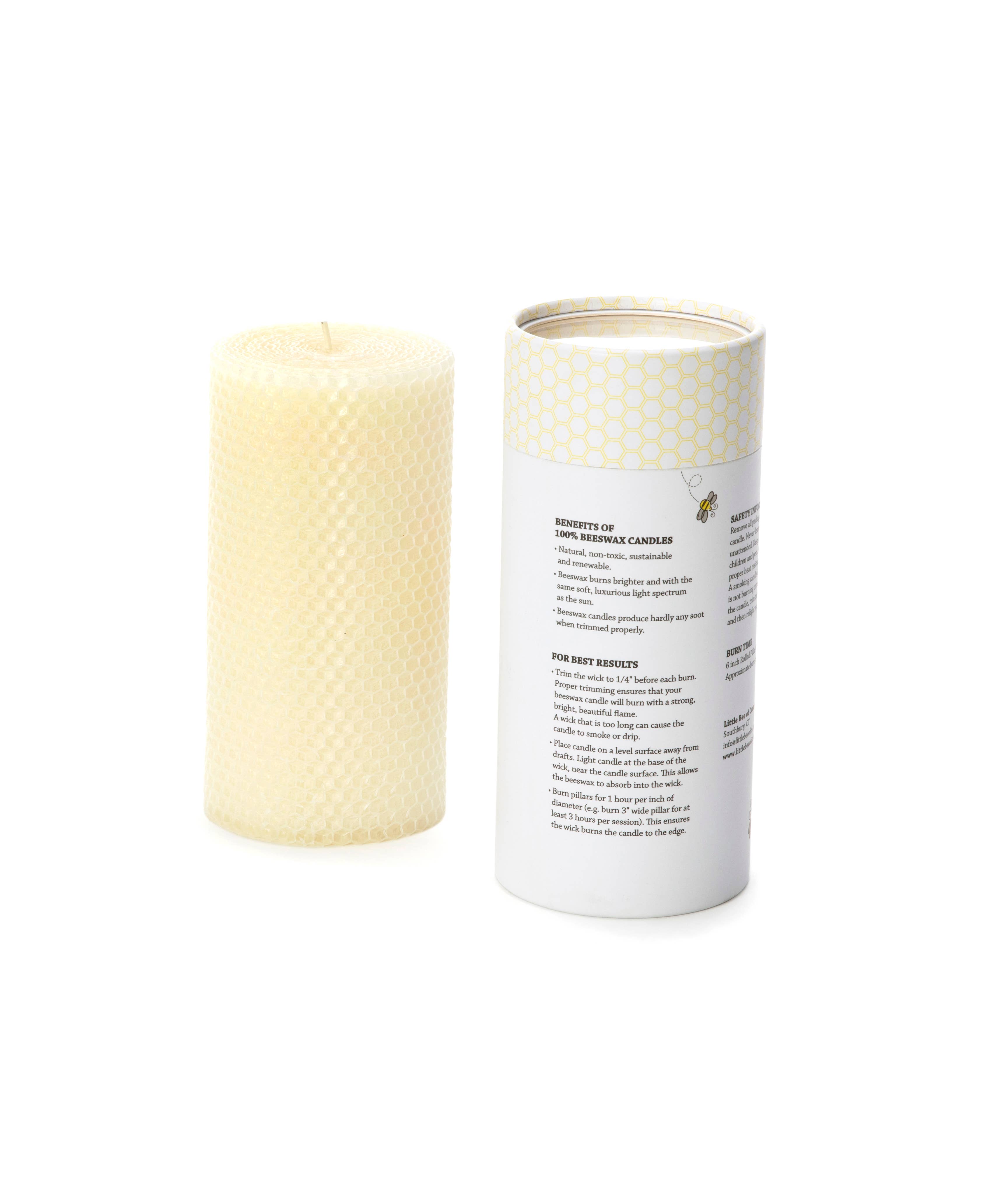6" Hand Rolled Beeswax Pillar Candle