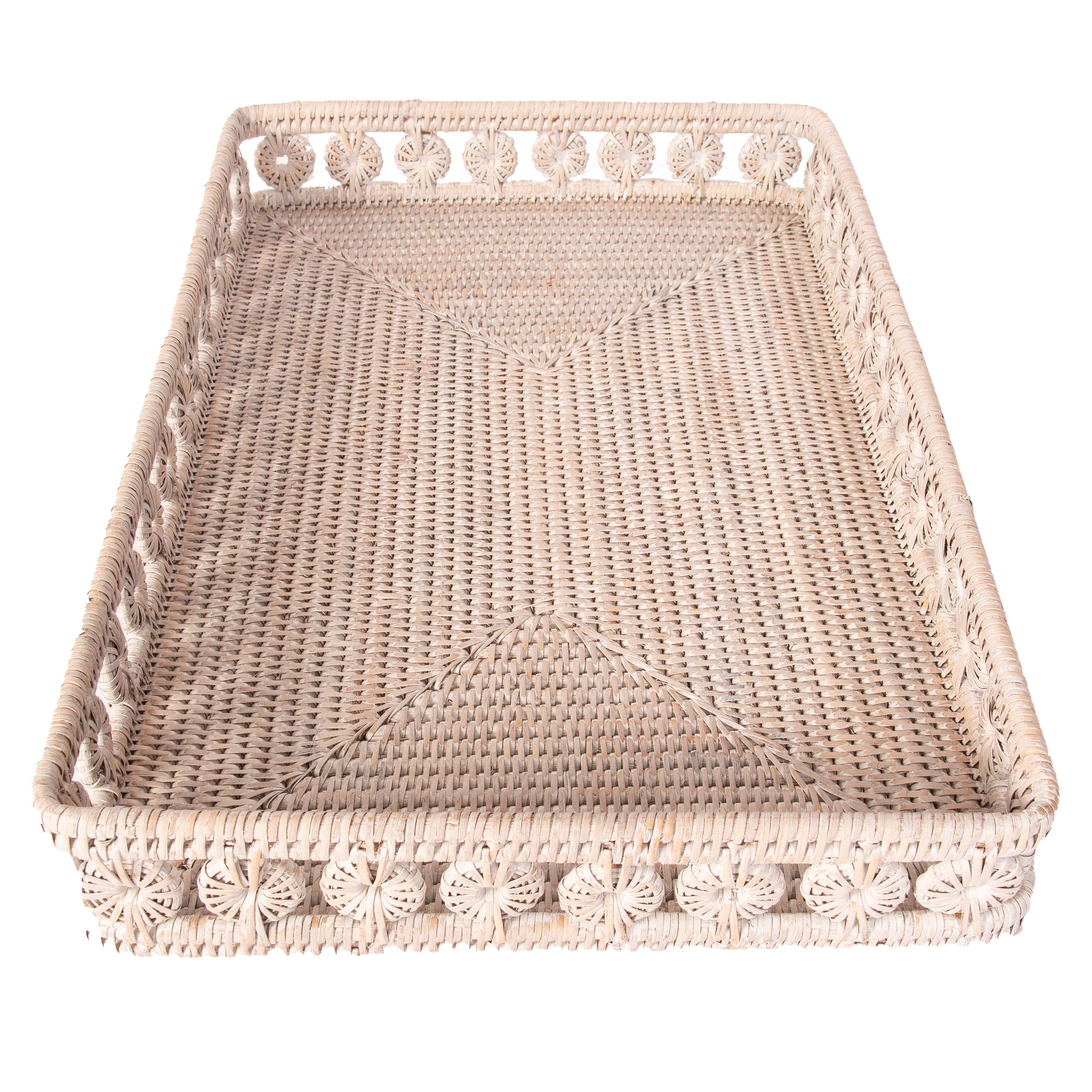 Rectangular Rattan Tray with Glass Insert – Serveware