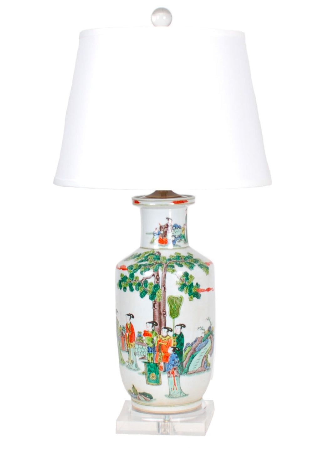 30" Green Multicolored Vase Lamp