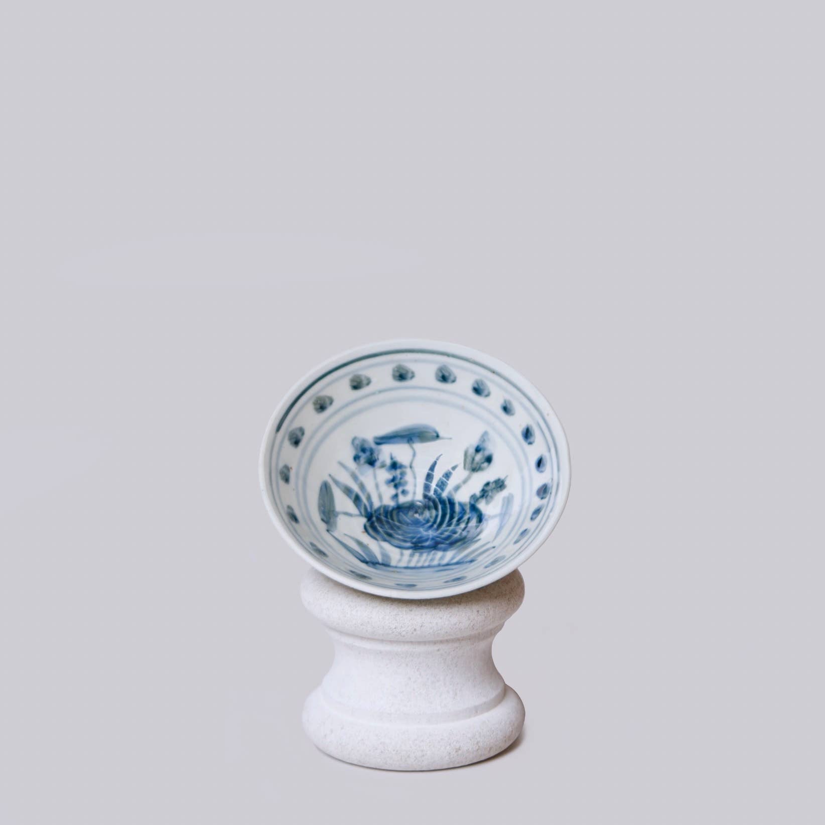 Small Blue & White Porcelain Lotus Conical Bowl