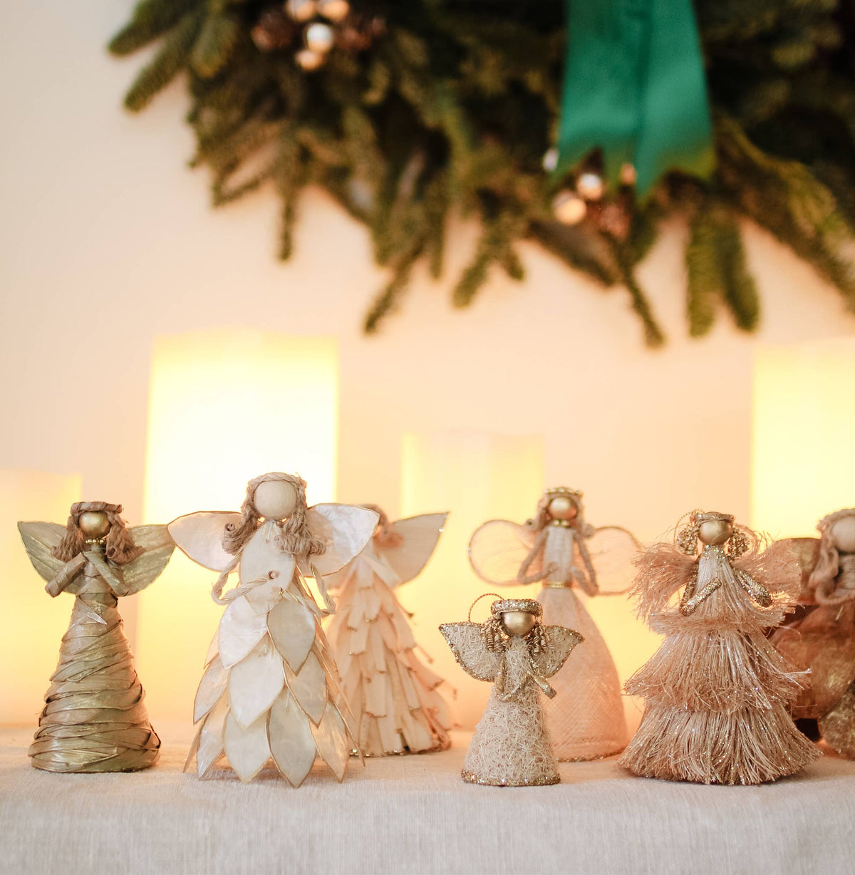 3" Mini Abaca Fiber Glittered Angel