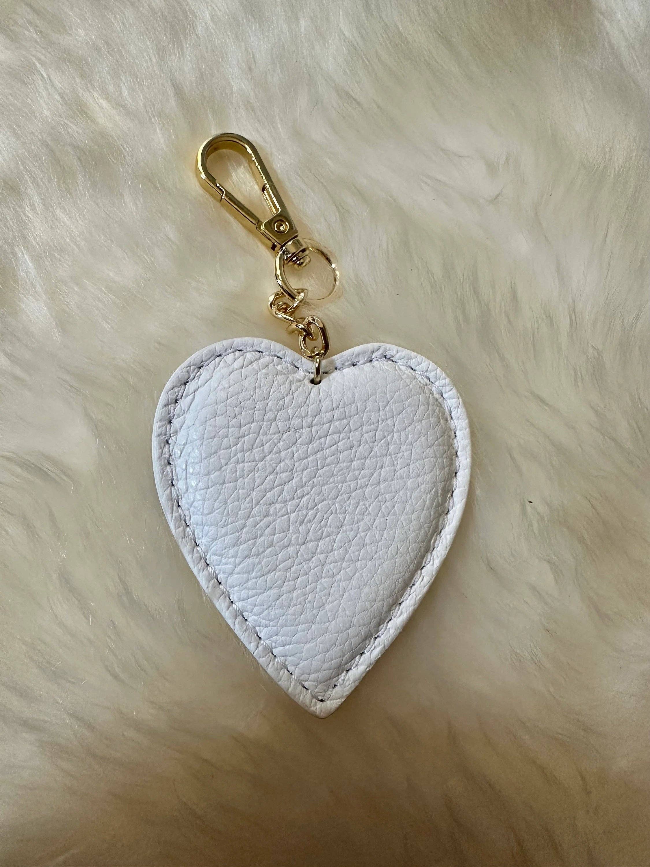Genuine leather heart keychain