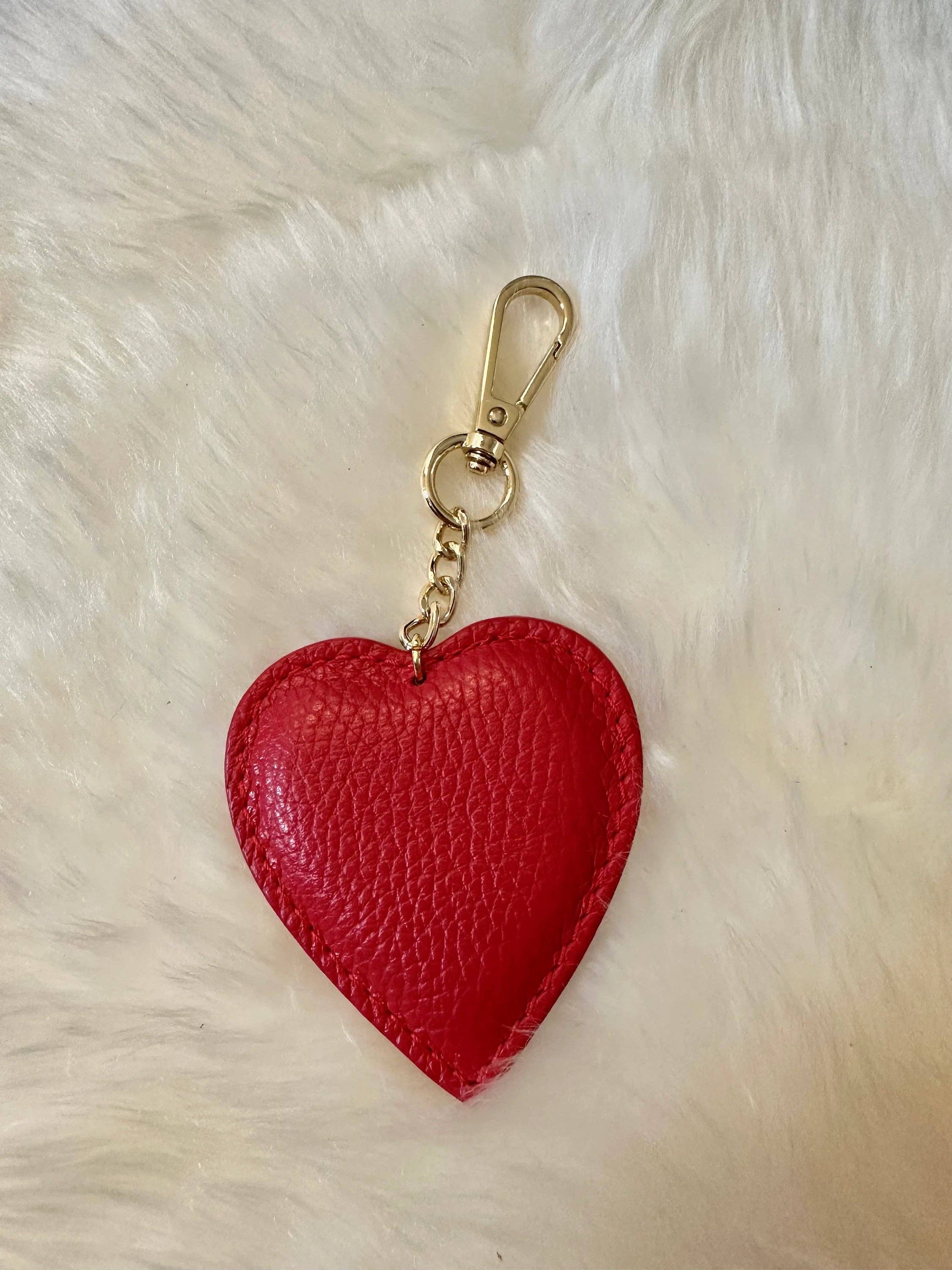 Genuine leather heart keychain