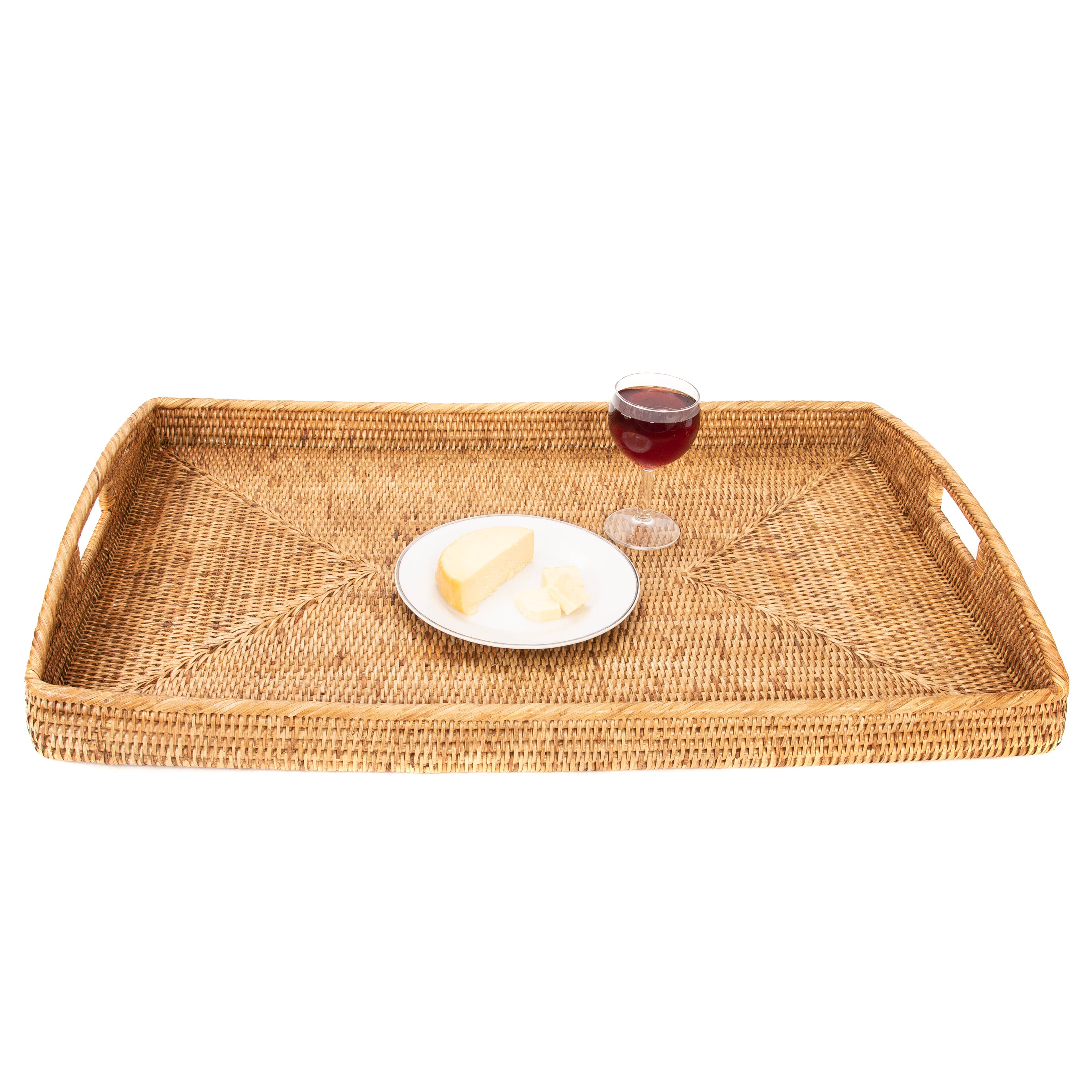 Artifacts Rattan™ Rectangular Ottoman Tray with High Handles