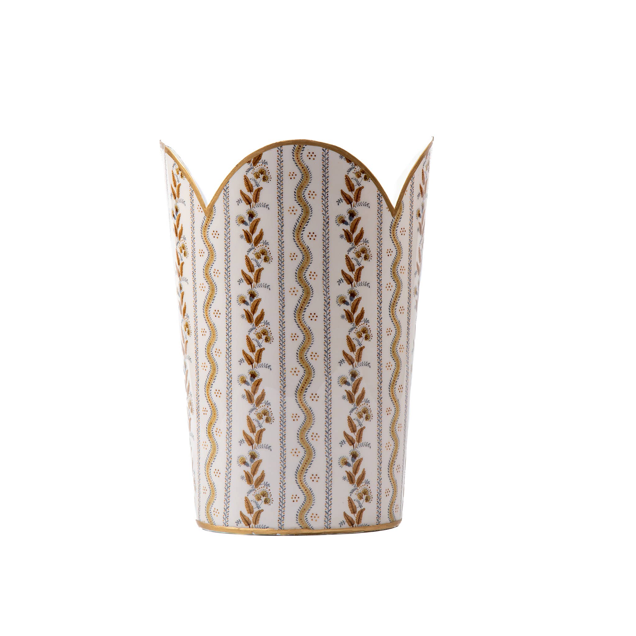Emma Stripe Enameled Tulip Wastebasket