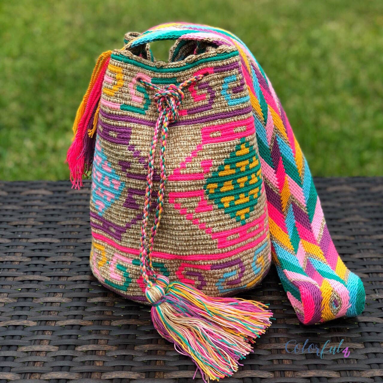 Summer Solstice Tribal Beach Bag | Crossbody Bucket Bag for