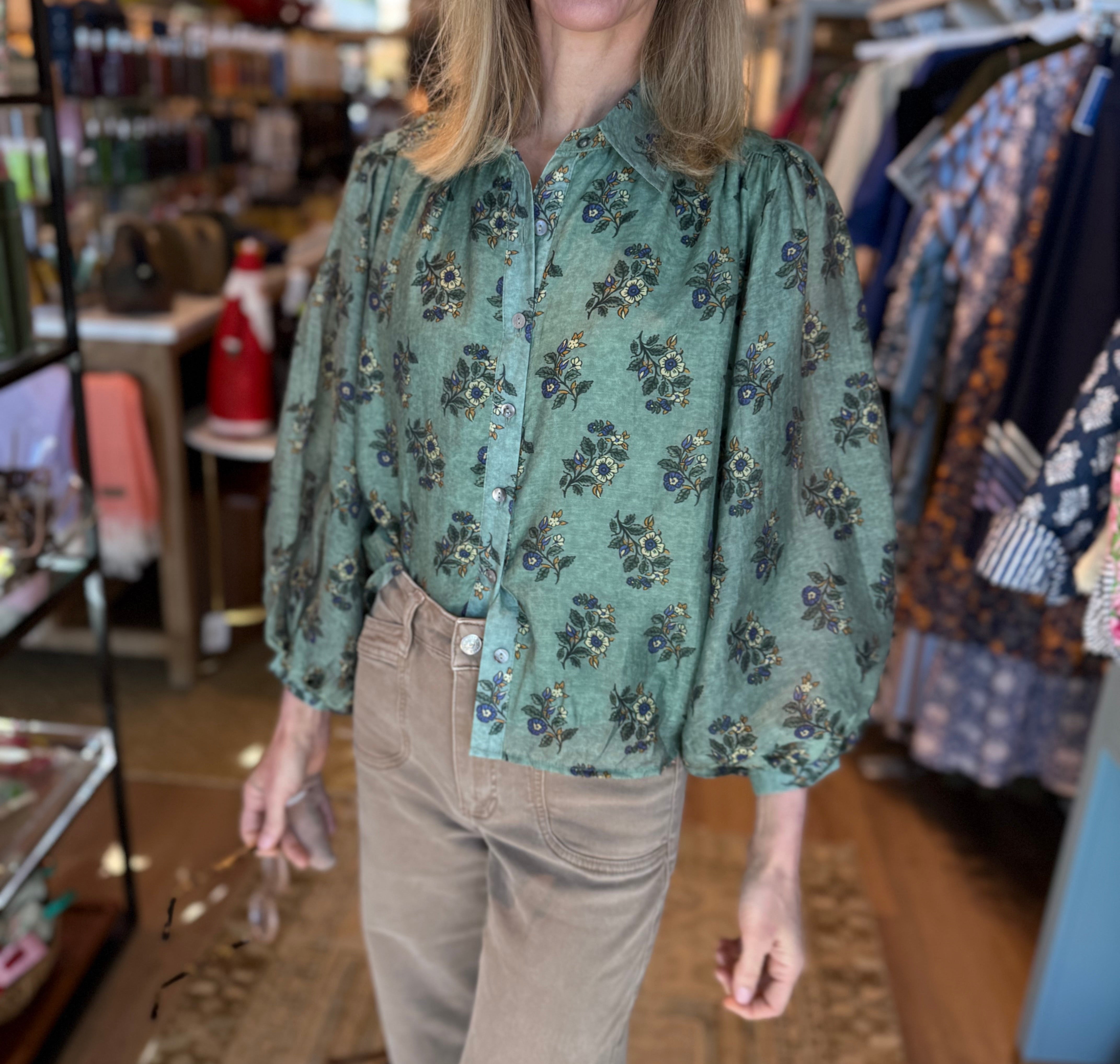 Botanical Button Down Top
