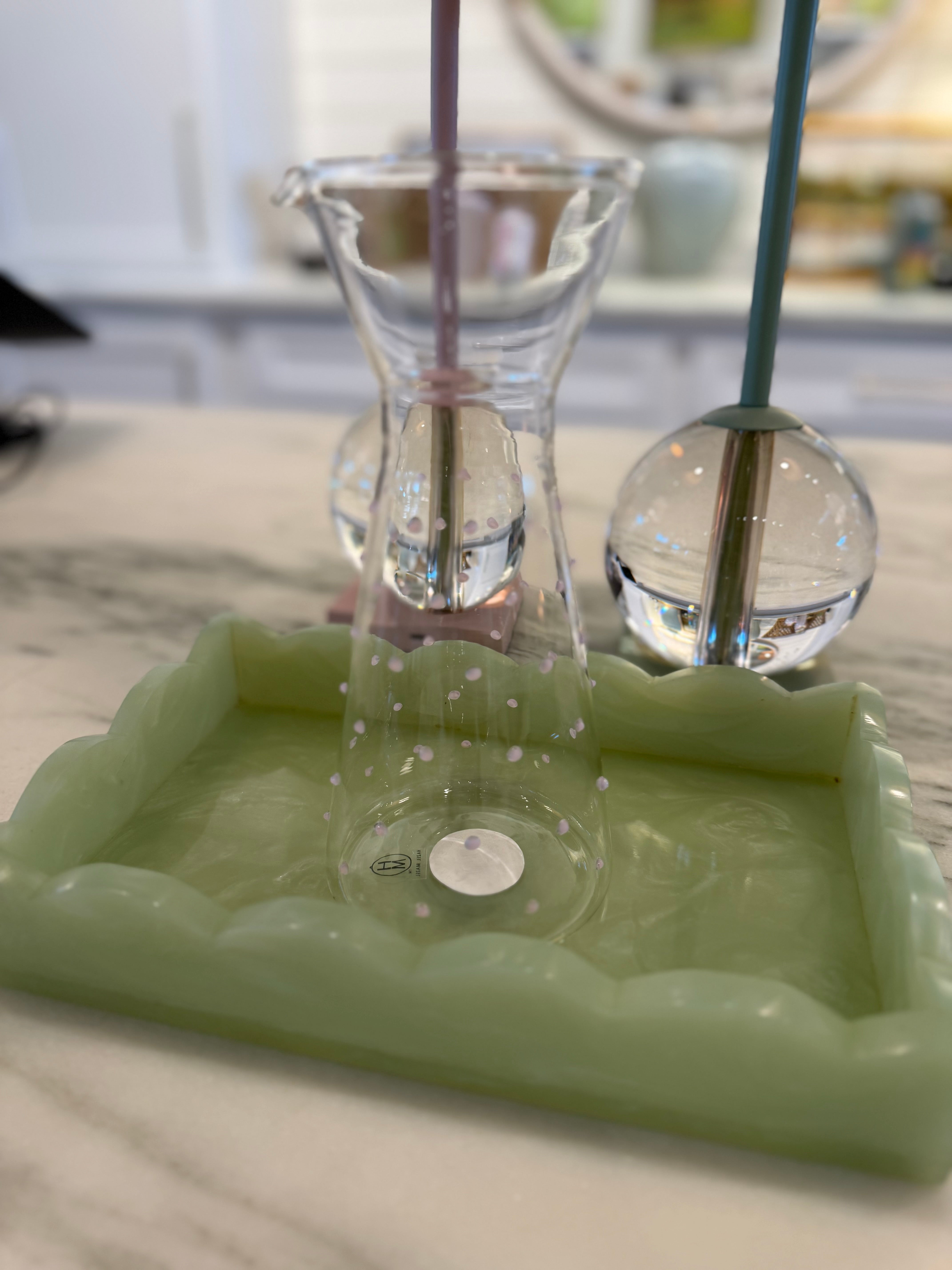 Glass Pitcher with Pink Raised Dots