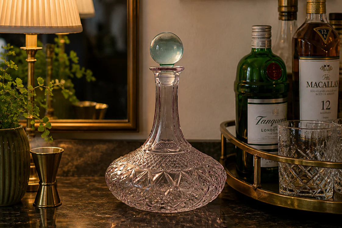1.5 Qt. Cut Glass Decanter With Glass Stopper