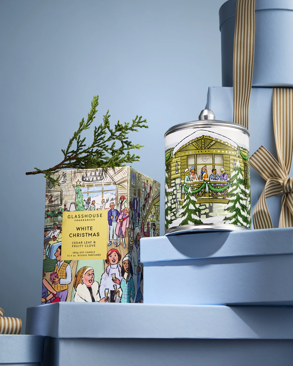 White Christmas Holiday Candle