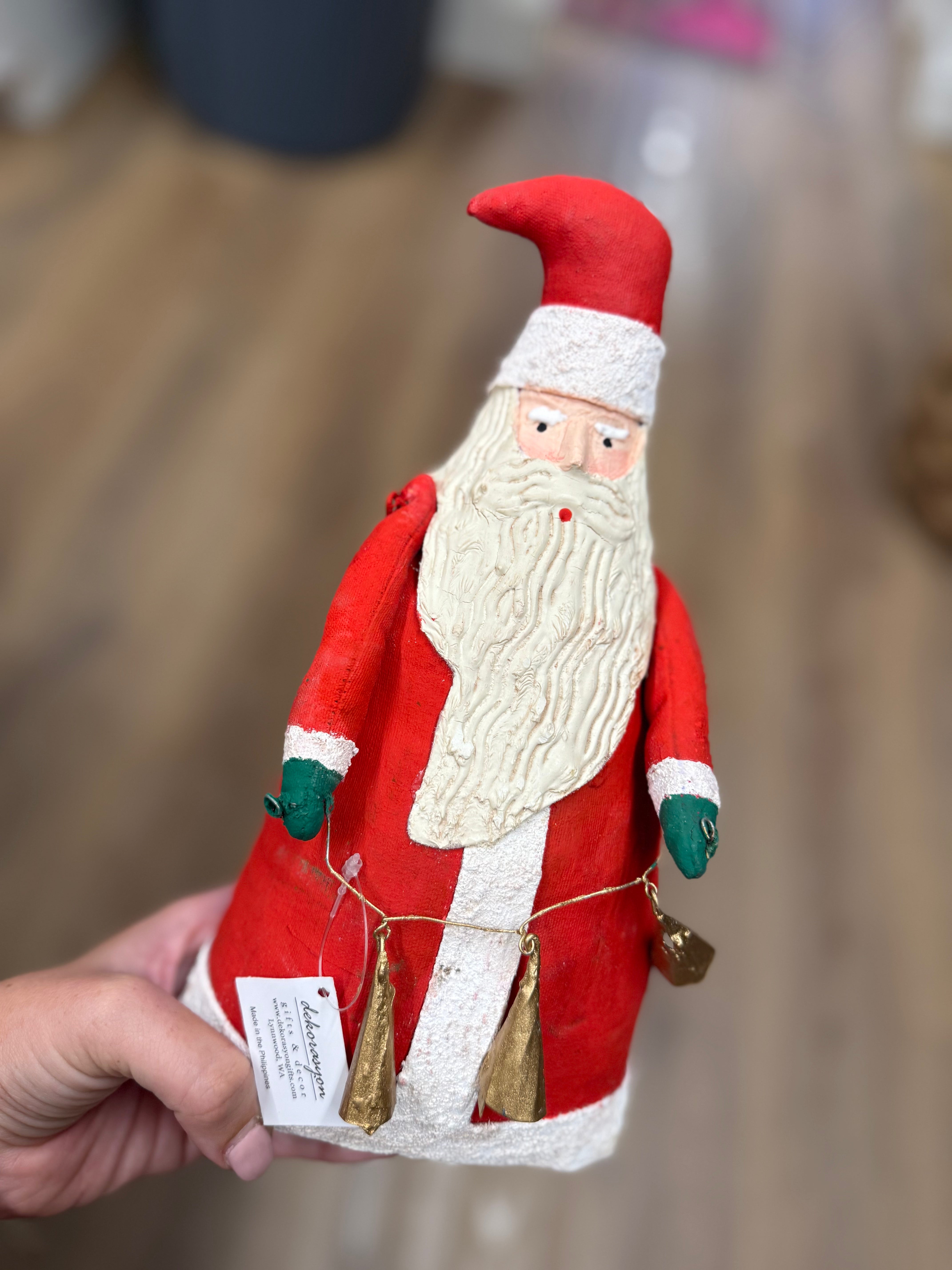 Canvas Santa with Gold Garland
