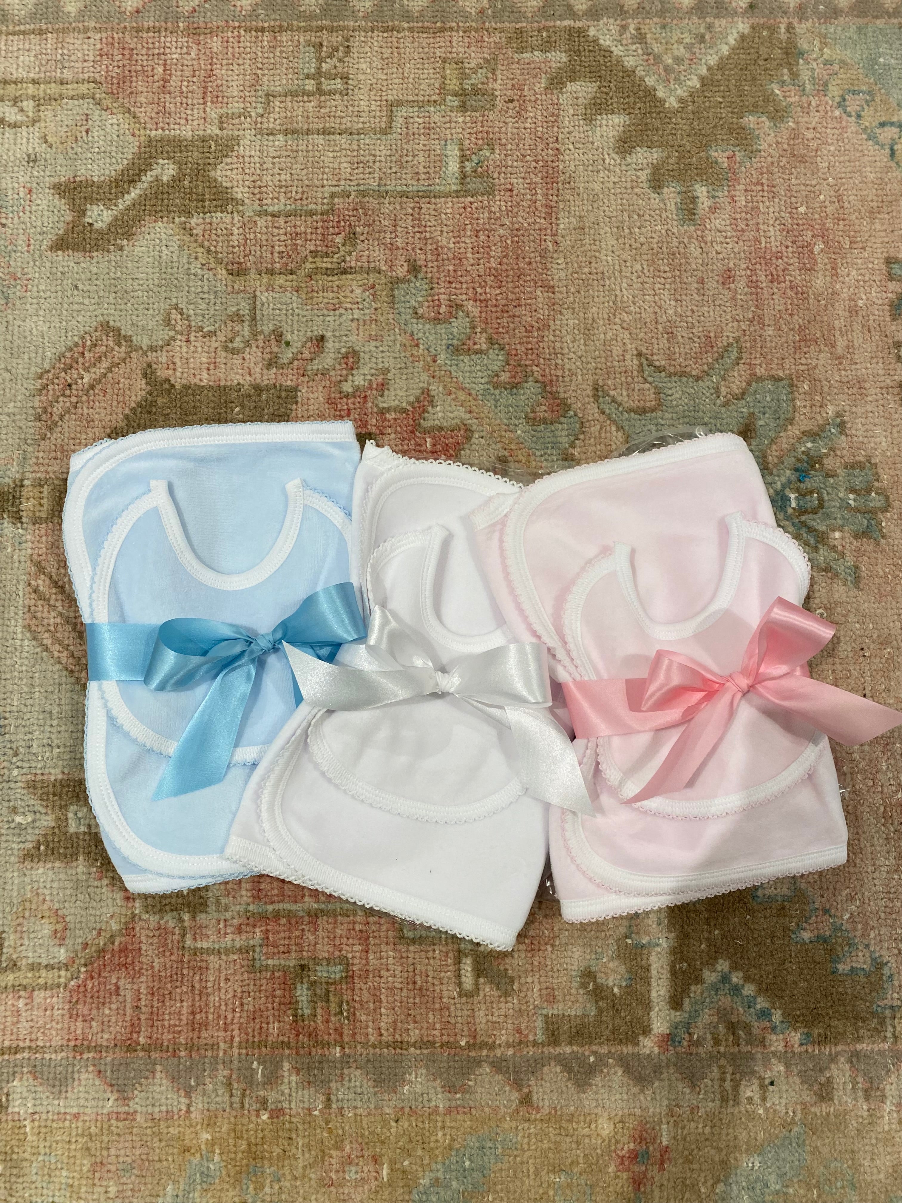 Baby Velour Set - Bib and Burp Cloth