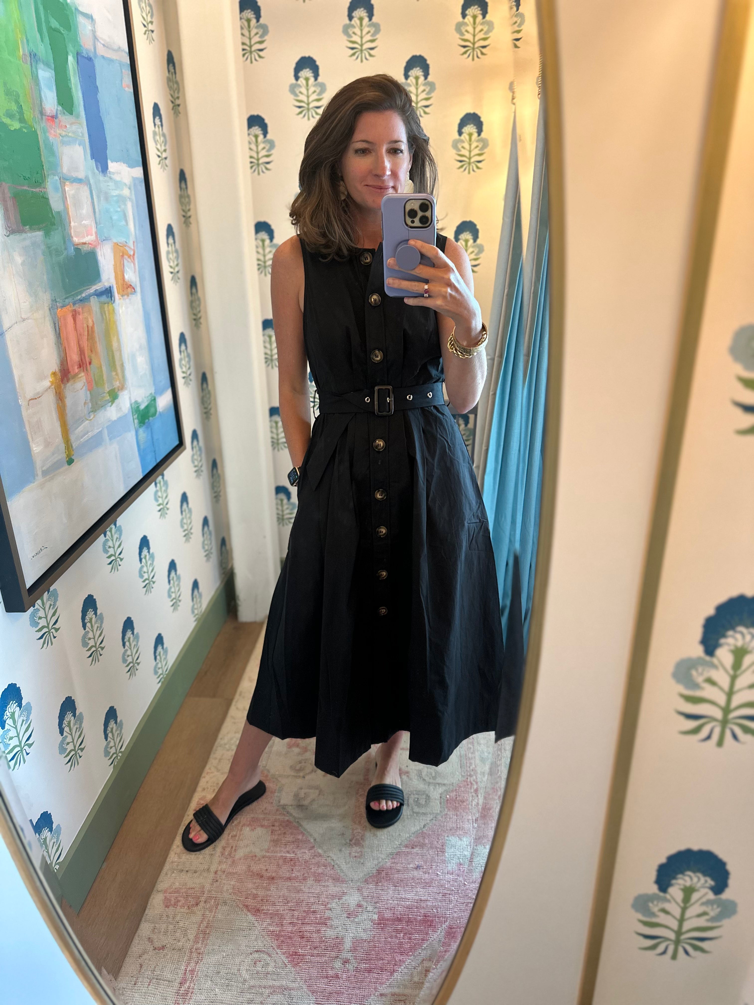 Black Sleeveless Pleated Midi Dress