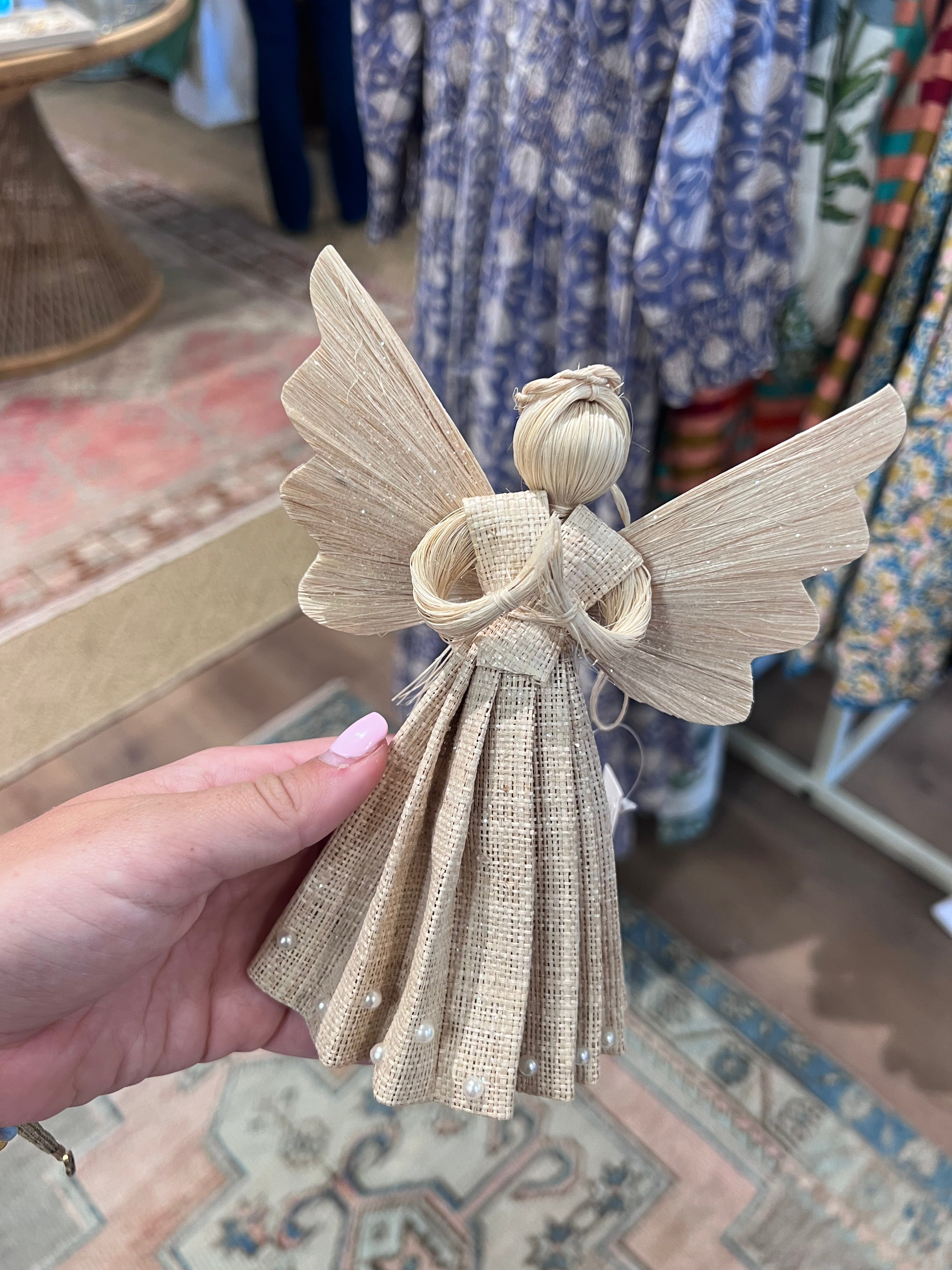 6" glittered simamay angel with/ pleated skirt
