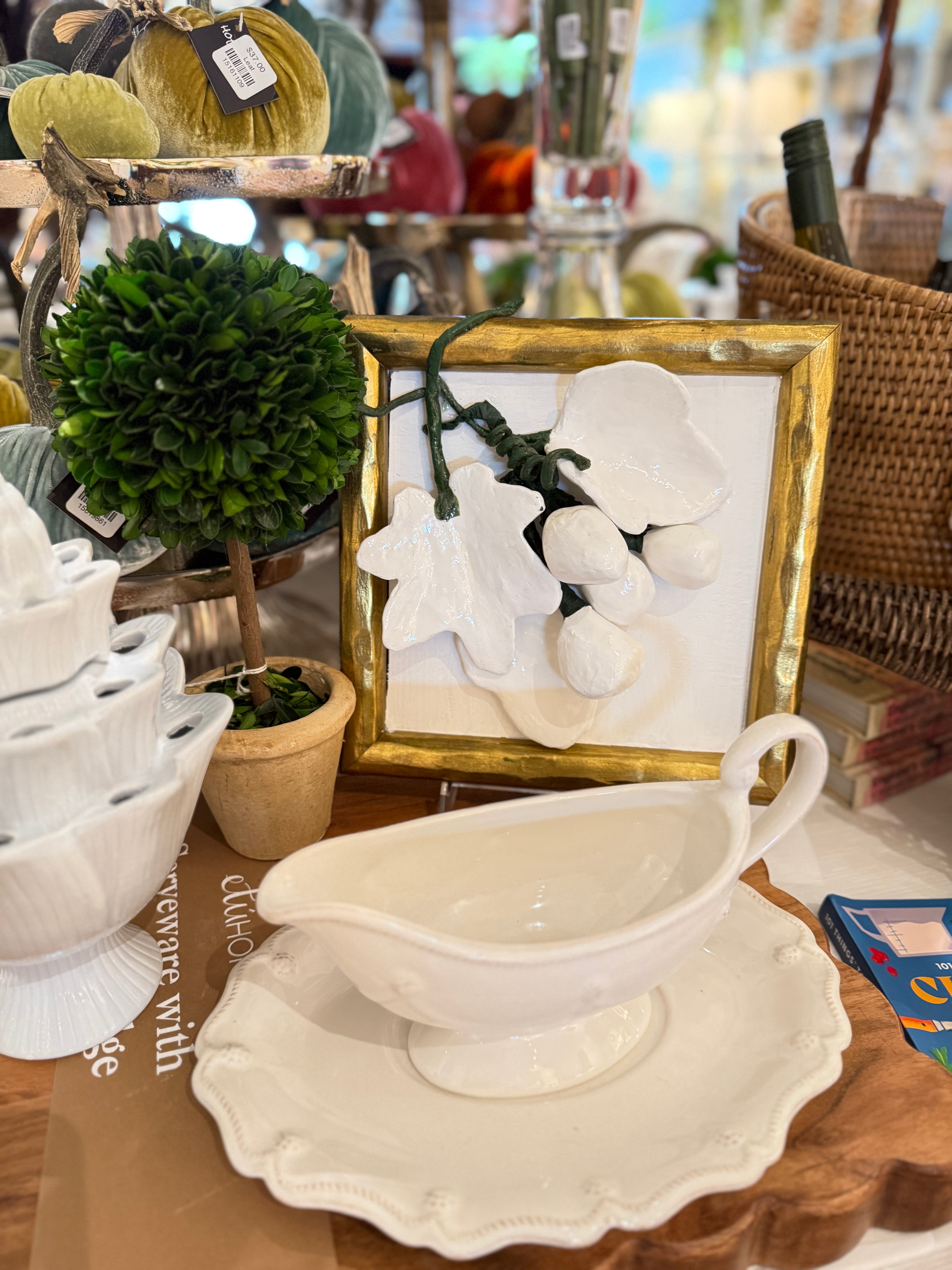 Gold Framed Paper Mache Fig Leaves