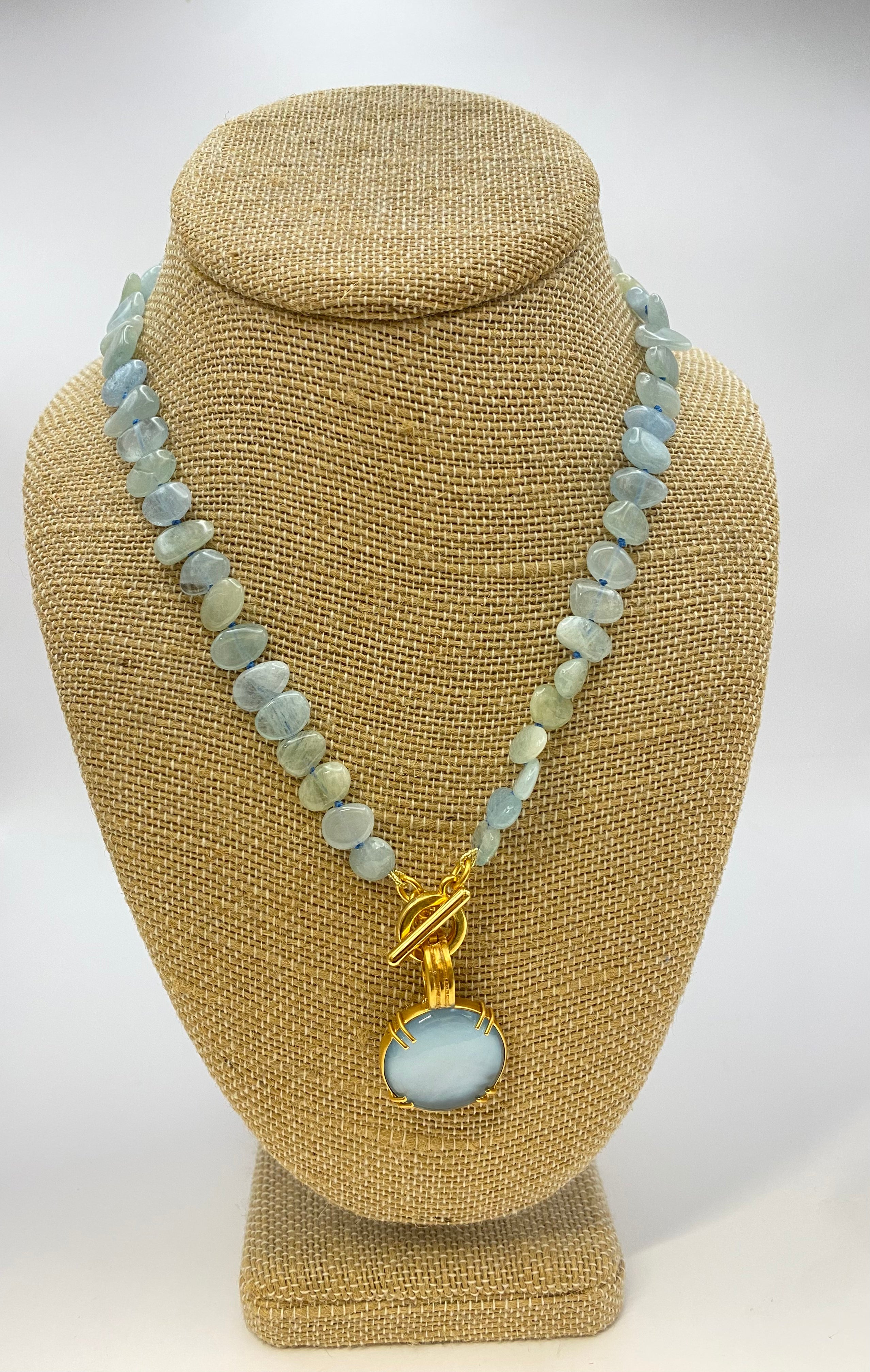 Aquamarine and Spinel Triplet Charm Necklace