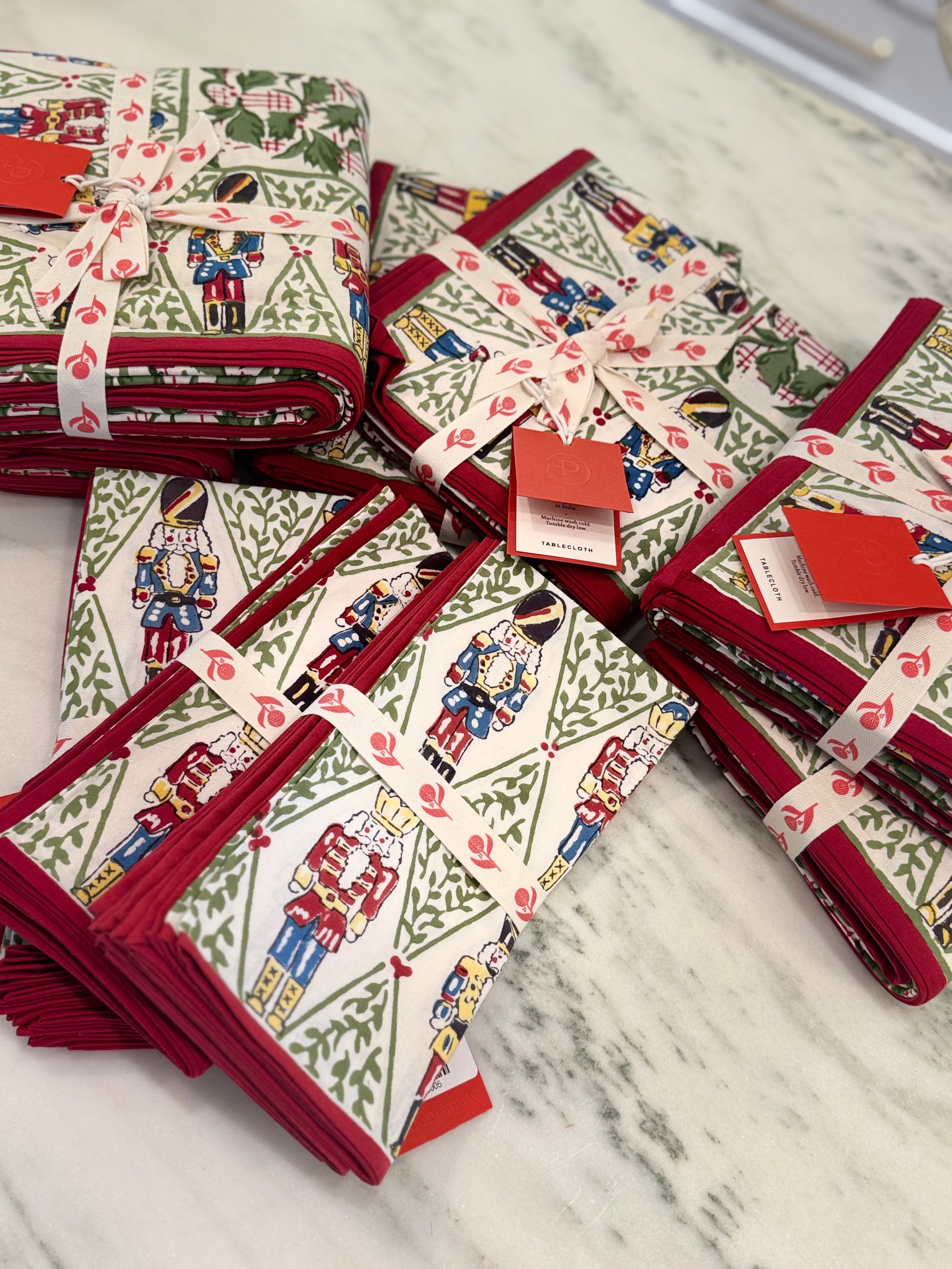 Pomegranate Tea Towels Holly Berry Nutcracker
