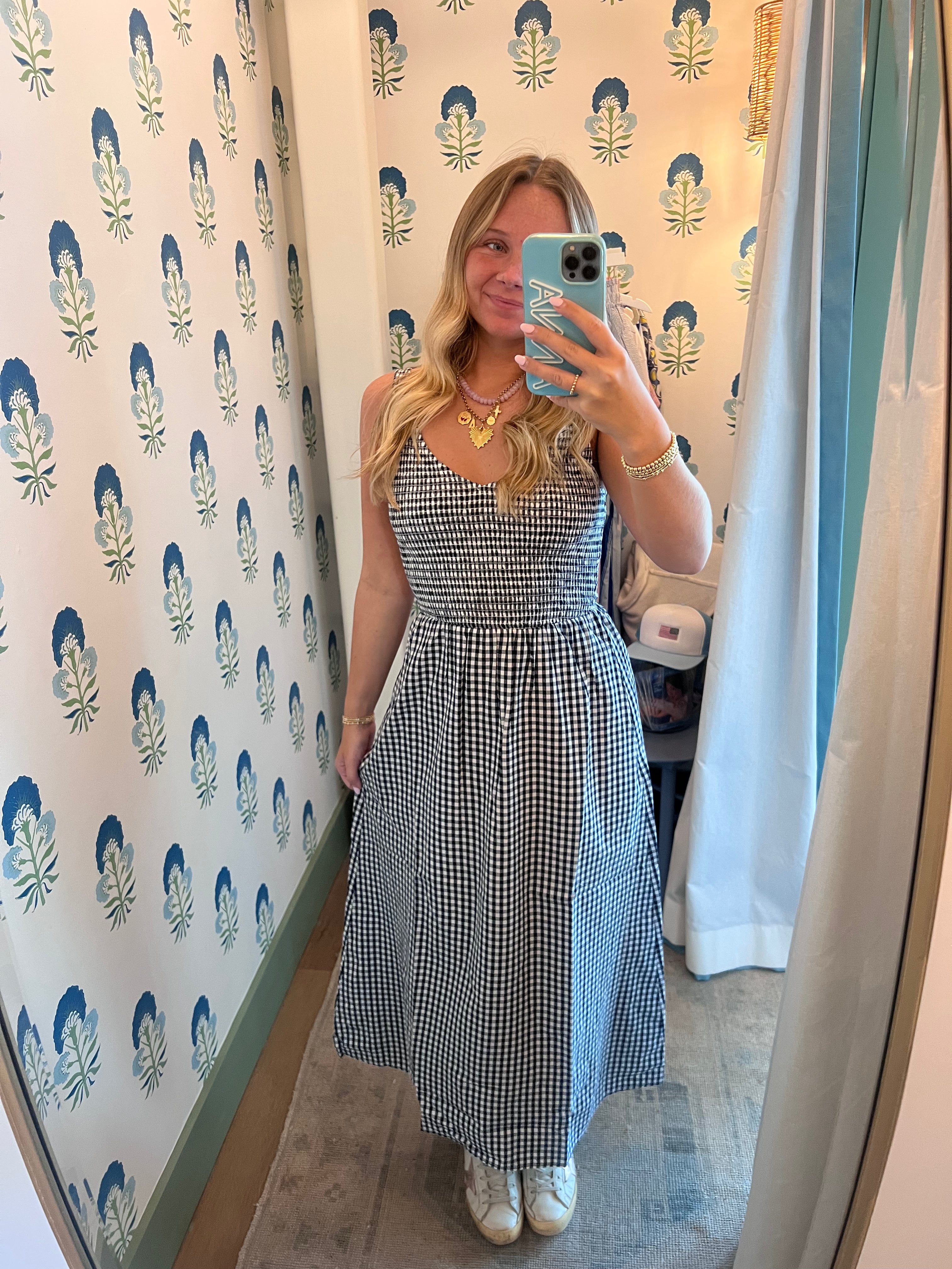 Cora Dress- Navy Gingham