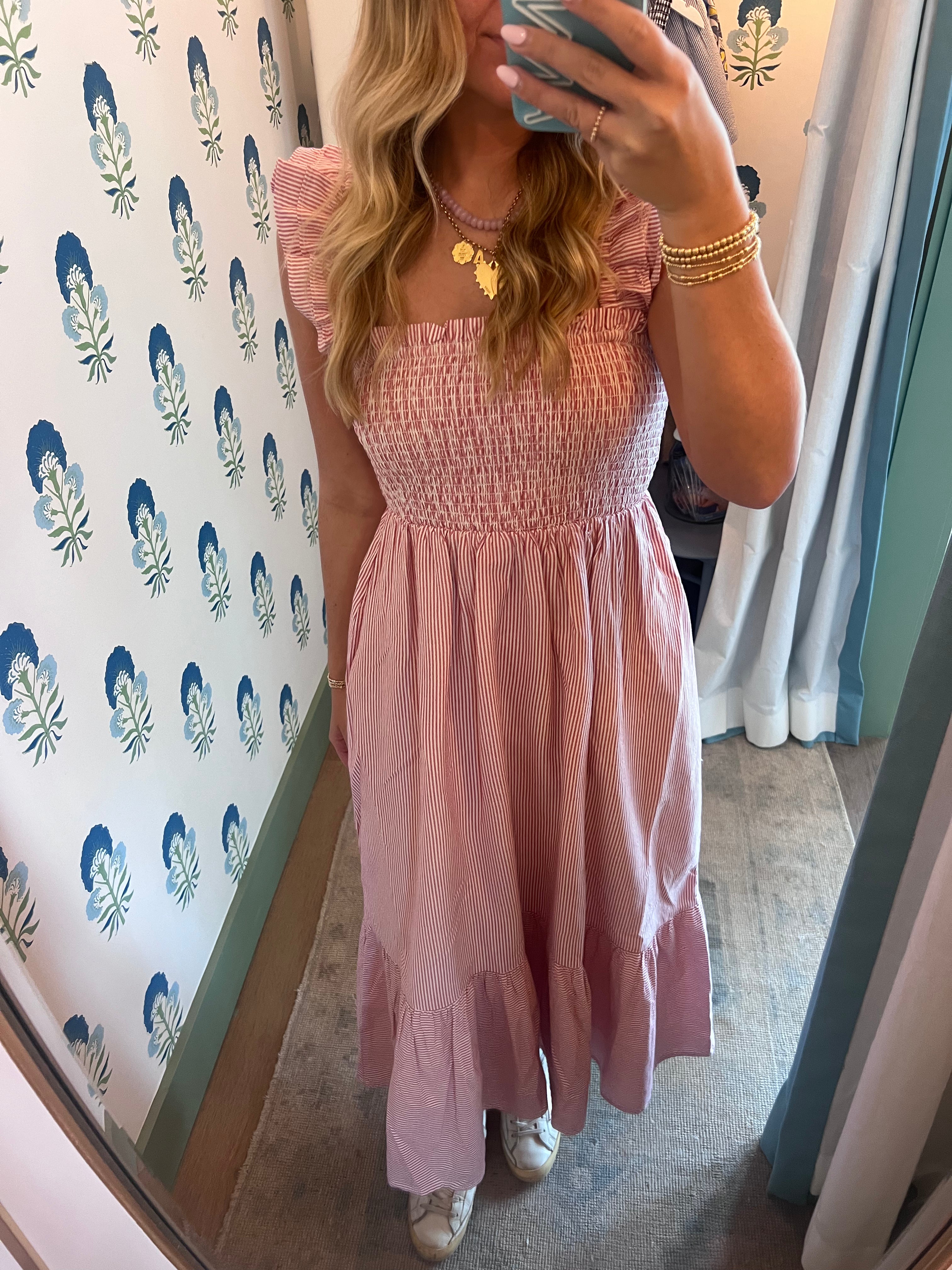 Sasco Dress- Red Seersucker