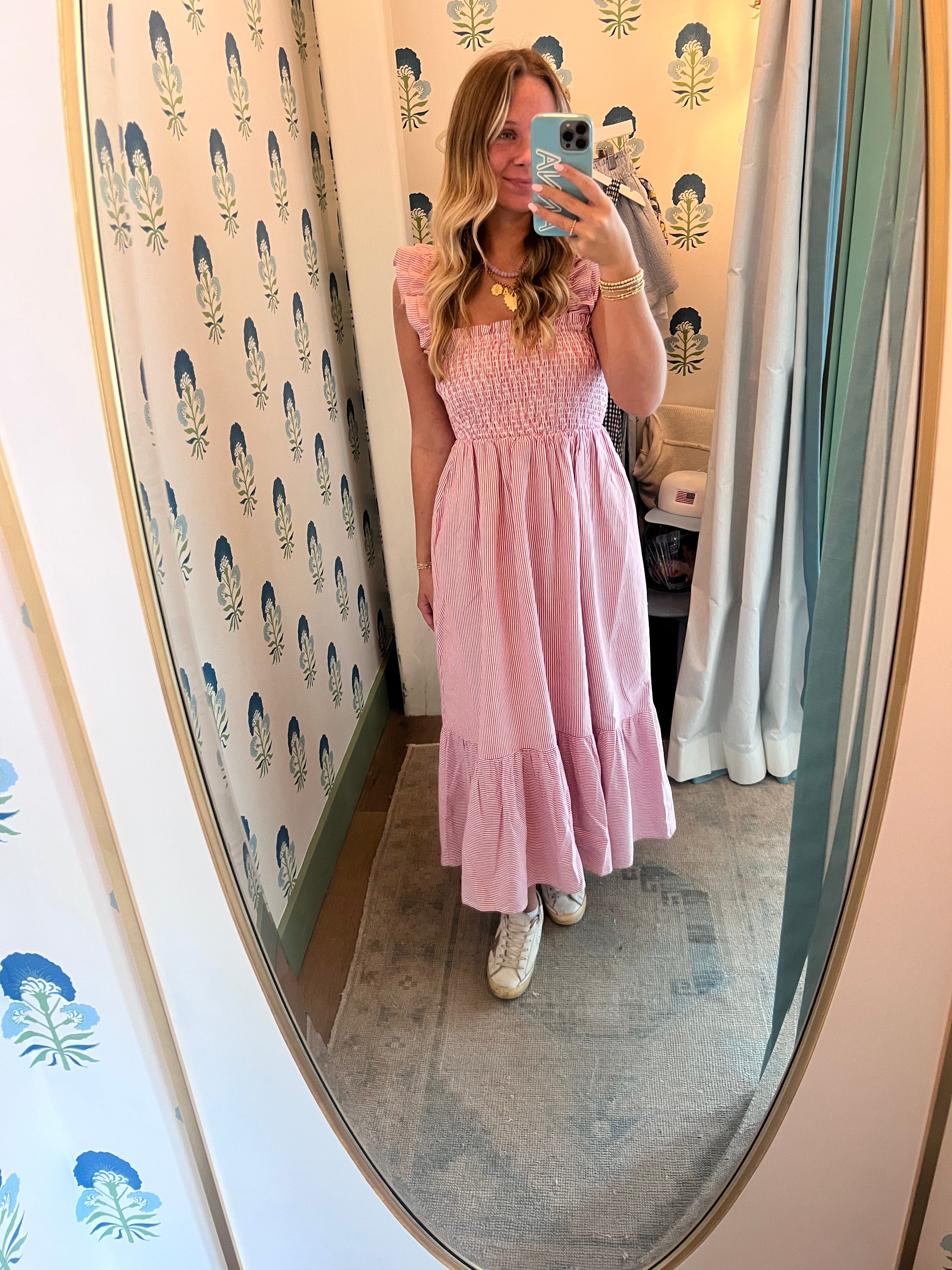 Sasco Dress- Red Seersucker