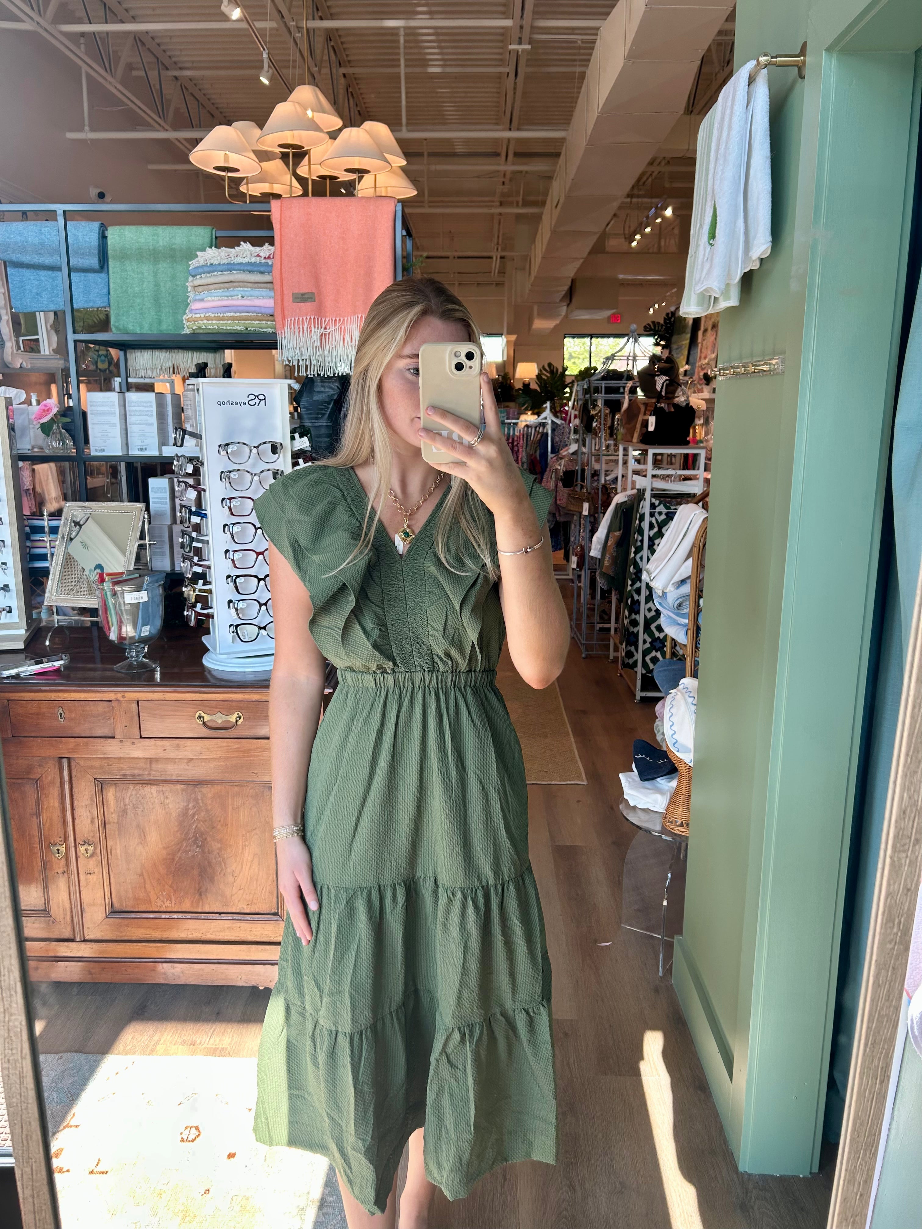 Flutter Sleeve Textured Tiered Maxi Dress