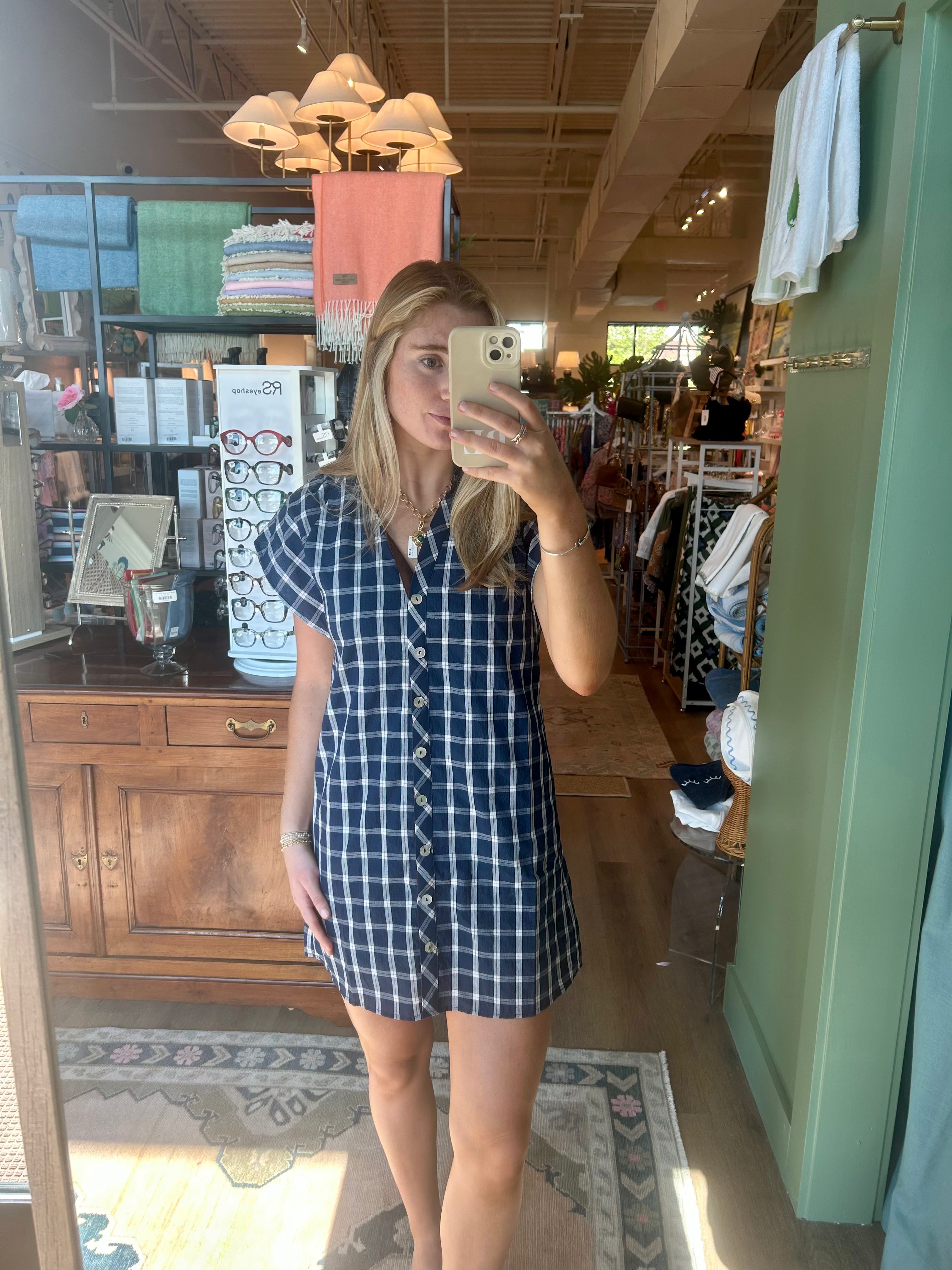 Short Sleeve Gingham Dress