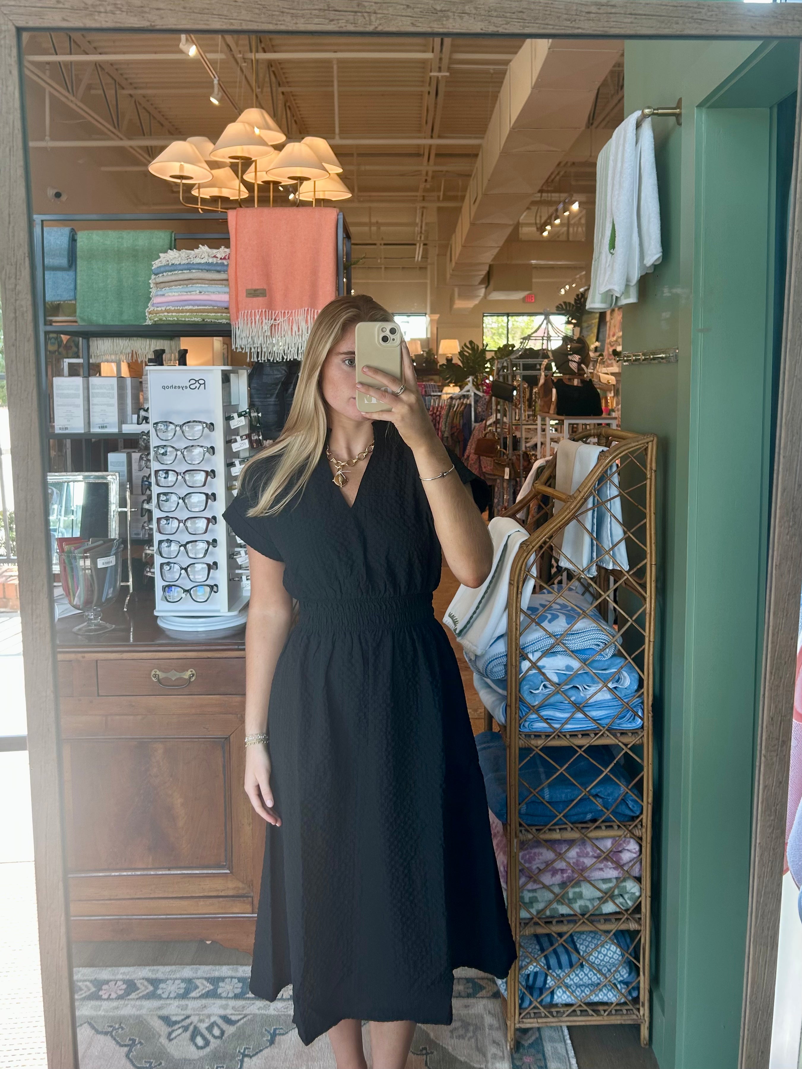 Short Sleeve V-Neck Texture dress