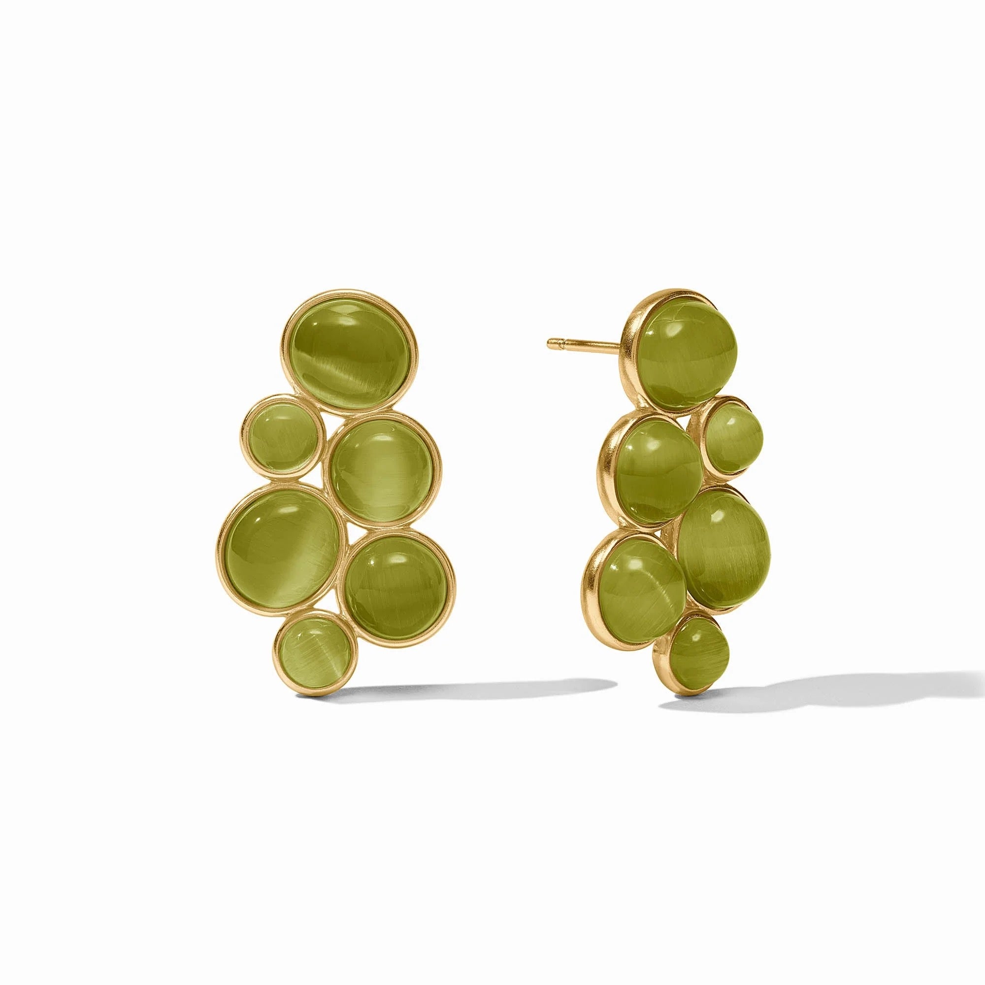 Cobblestone Statement Earring Green Cat's Eye